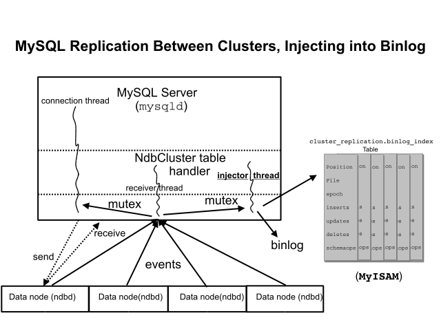 The replication master cluster, the
binlog-injector thread, and the
binlog_index table