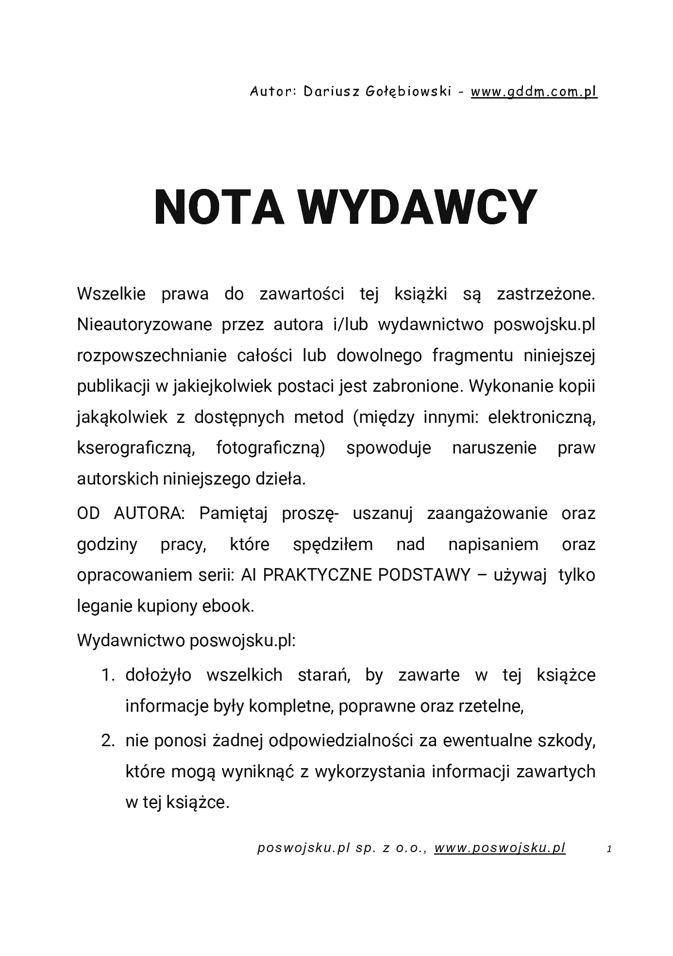 Fragment „AI PRAKTYCZNE PODSTAWY CZĘŚĆ 1 WPROWADZENIE” — strona 2 z 27
