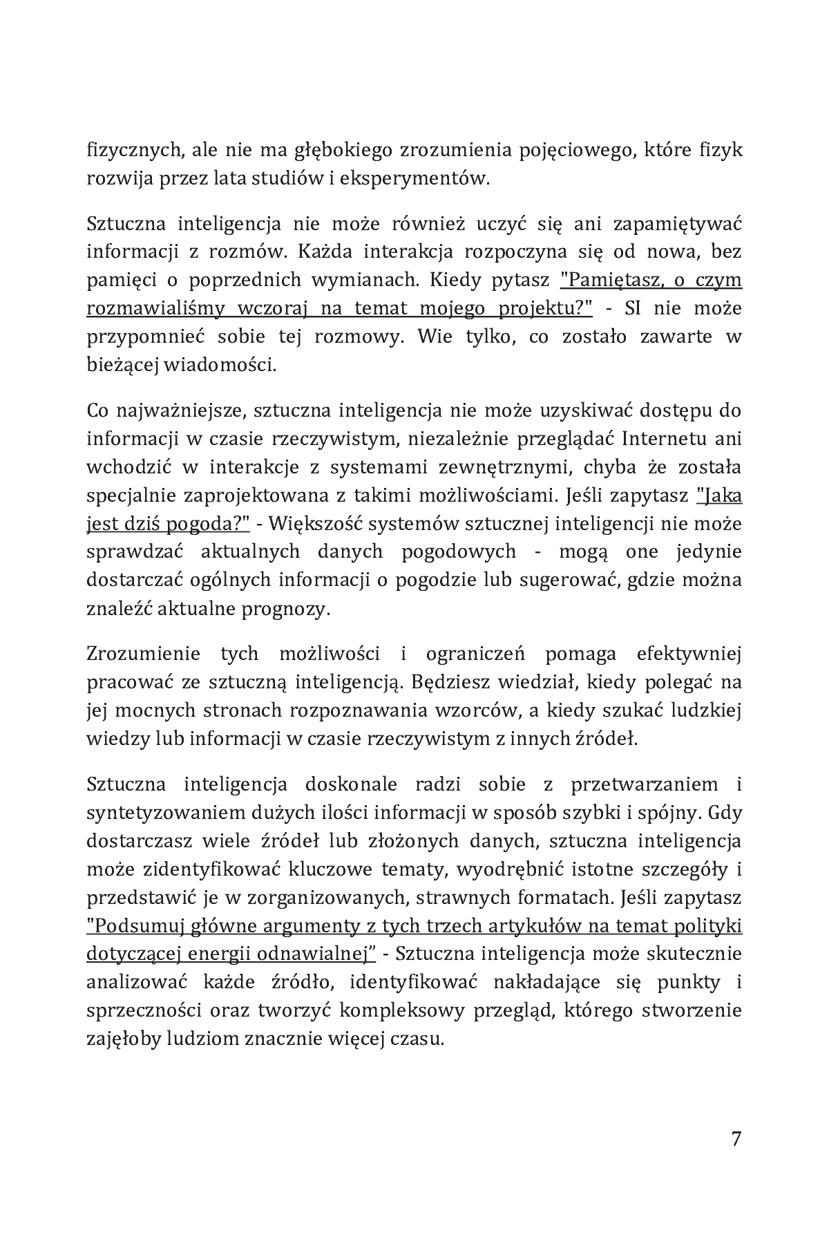 Fragment „Jak rozmawiać ze sztuczną inteligencją. Proste wskazówki, jak prowadzić rozmowy z chatbotami AI w biznesie, karierze, edukacji, nauce, programowaniu i codziennym życiu” — strona 7 z 30