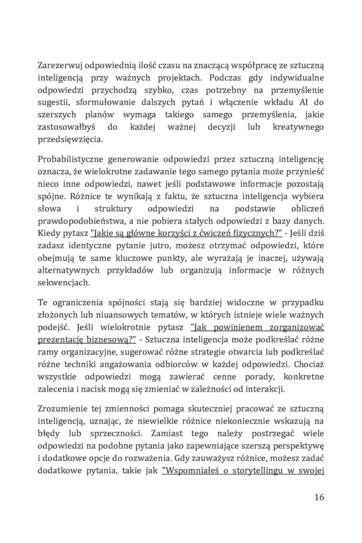 Fragment „Jak rozmawiać ze sztuczną inteligencją. Proste wskazówki, jak prowadzić rozmowy z chatbotami AI w biznesie, karierze, edukacji, nauce, programowaniu i codziennym życiu” — strona 16 z 30