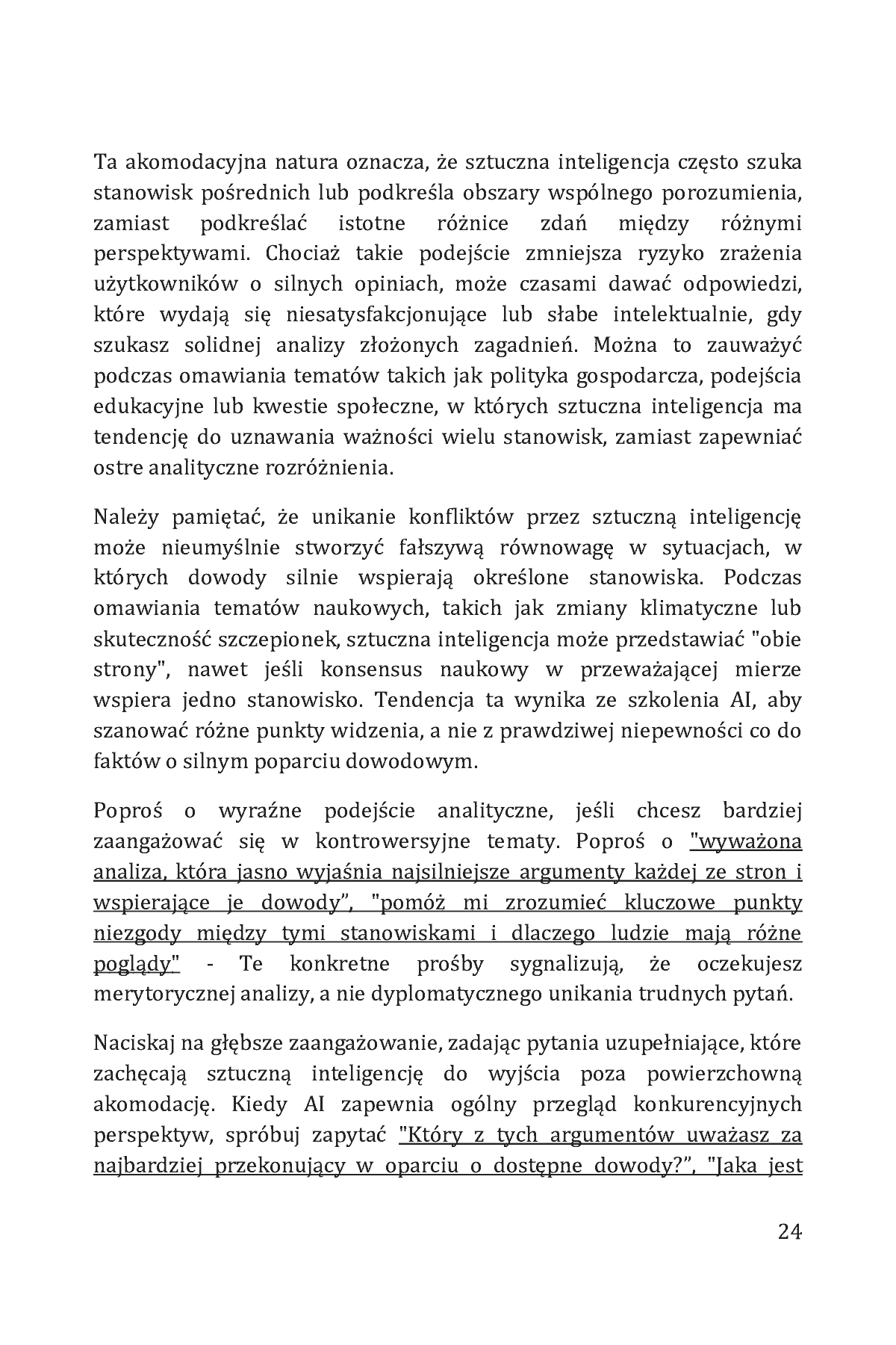 Fragment „Jak rozmawiać ze sztuczną inteligencją. Proste wskazówki, jak prowadzić rozmowy z chatbotami AI w biznesie, karierze, edukacji, nauce, programowaniu i codziennym życiu” — strona 24 z 30