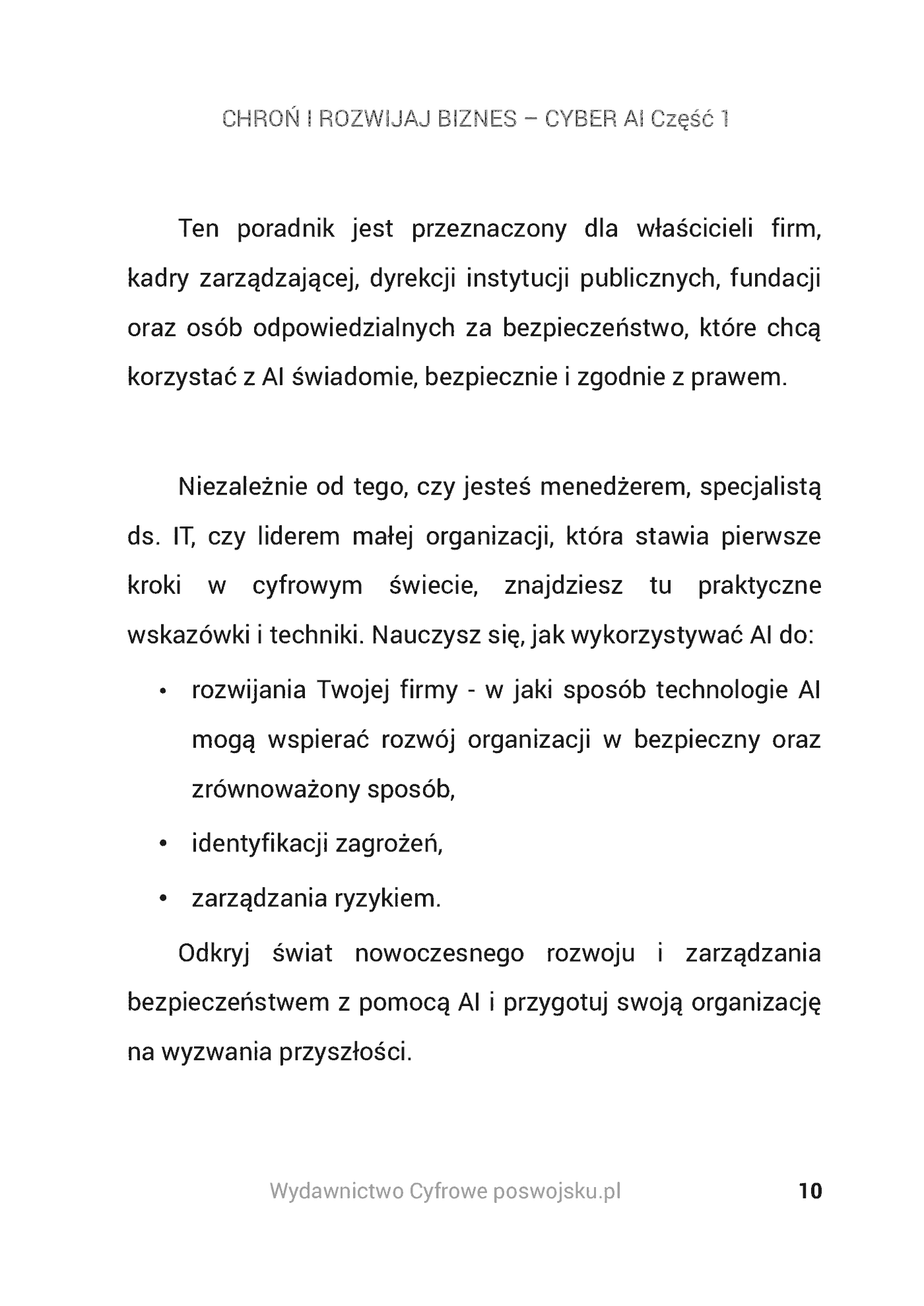 Fragment „CHROŃ I ROZWIJAJ BIZNES CYBER AI Księga 1 Sztuczna Inteligencja” — strona 11 z 30