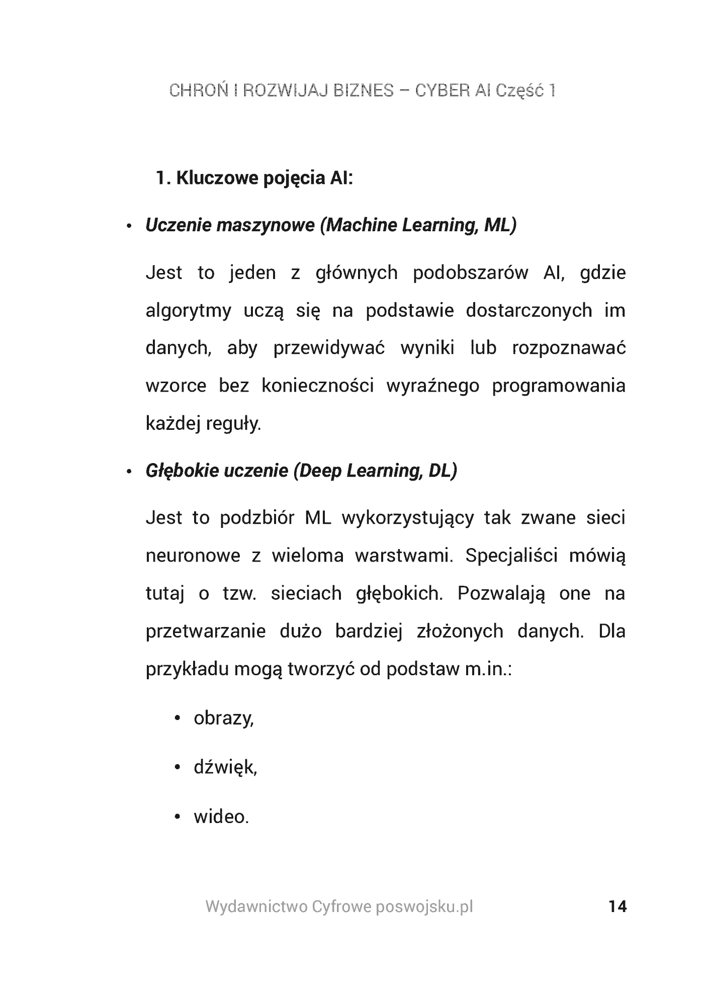 Fragment „CHROŃ I ROZWIJAJ BIZNES CYBER AI Księga 1 Sztuczna Inteligencja” — strona 15 z 30