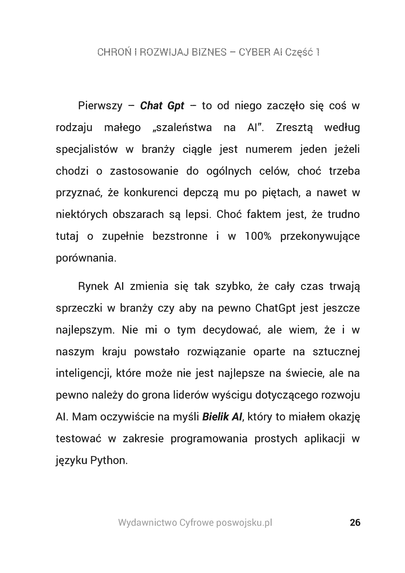 Fragment „CHROŃ I ROZWIJAJ BIZNES CYBER AI Księga 1 Sztuczna Inteligencja” — strona 27 z 30