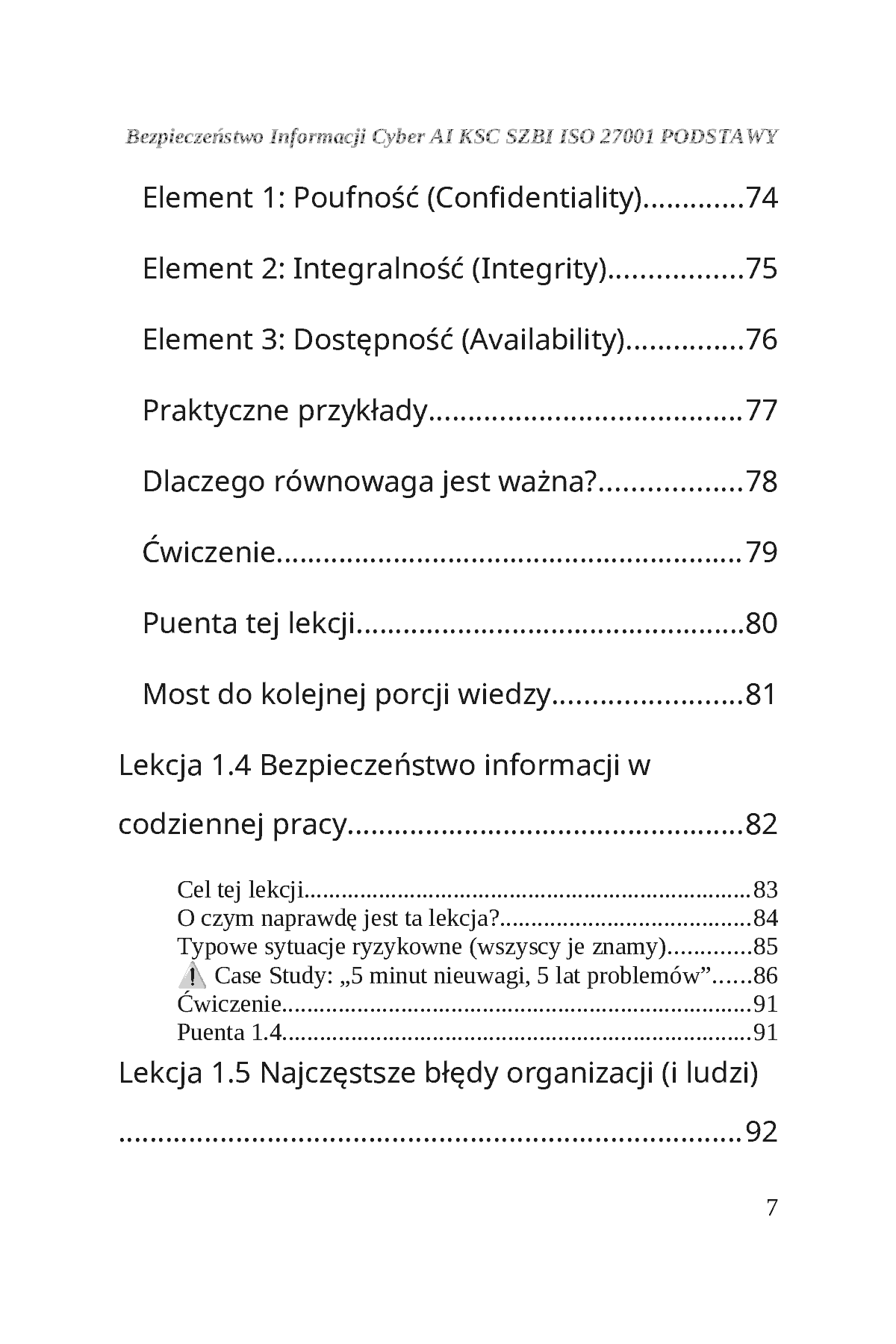 Fragment „BEZPIECZEŃSTWO INFORMACJI CYBER AI KSC SZBI ISO 27001 Moduł 1 PODSTAWY” — strona 8 z 30