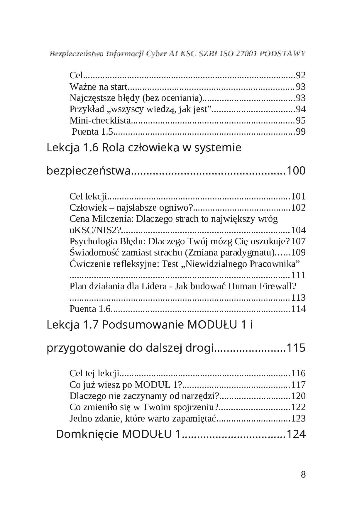 Fragment „BEZPIECZEŃSTWO INFORMACJI CYBER AI KSC SZBI ISO 27001 Moduł 1 PODSTAWY” — strona 9 z 30