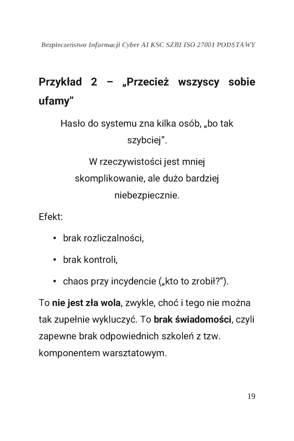Fragment „BEZPIECZEŃSTWO INFORMACJI CYBER AI KSC SZBI ISO 27001 Moduł 1 PODSTAWY” — strona 20 z 30
