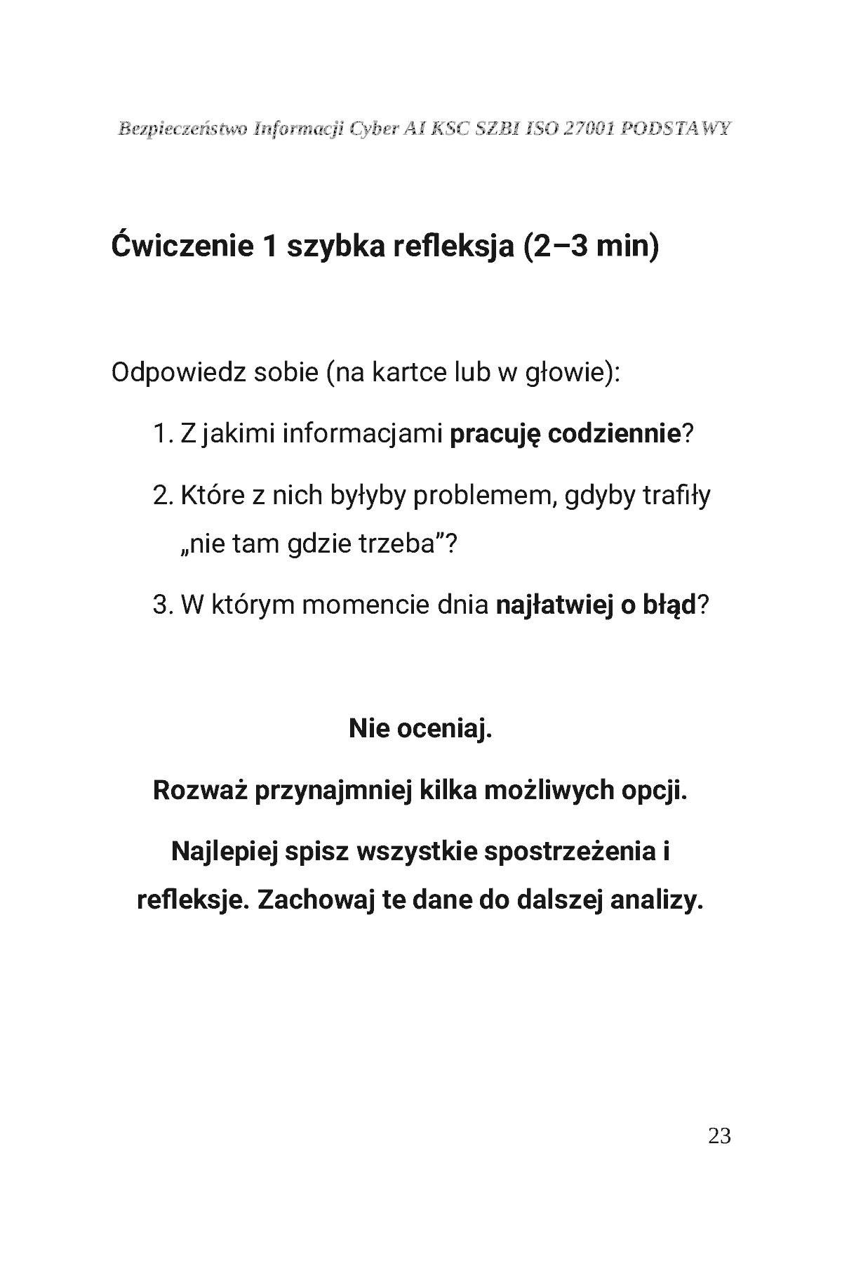 Fragment „BEZPIECZEŃSTWO INFORMACJI CYBER AI KSC SZBI ISO 27001 Moduł 1 PODSTAWY” — strona 24 z 30
