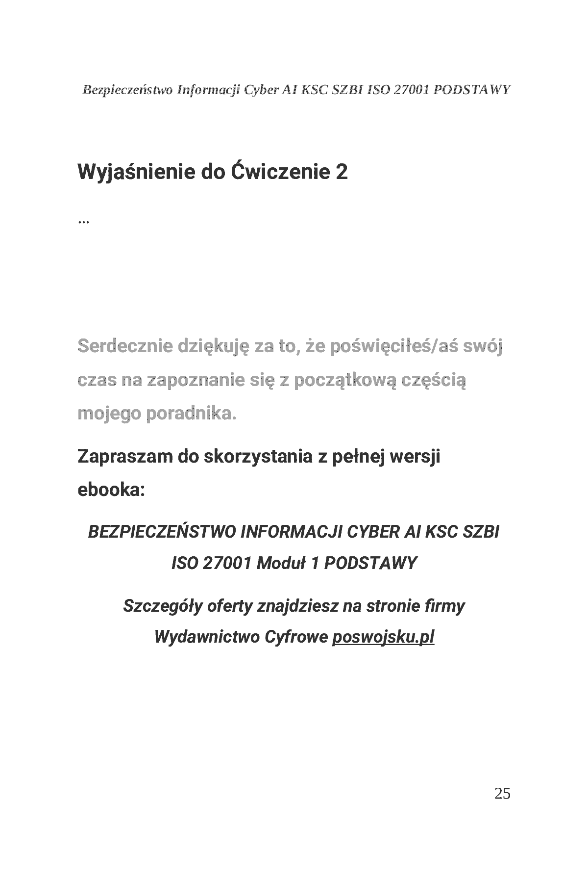 Fragment „BEZPIECZEŃSTWO INFORMACJI CYBER AI KSC SZBI ISO 27001 Moduł 1 PODSTAWY” — strona 26 z 30