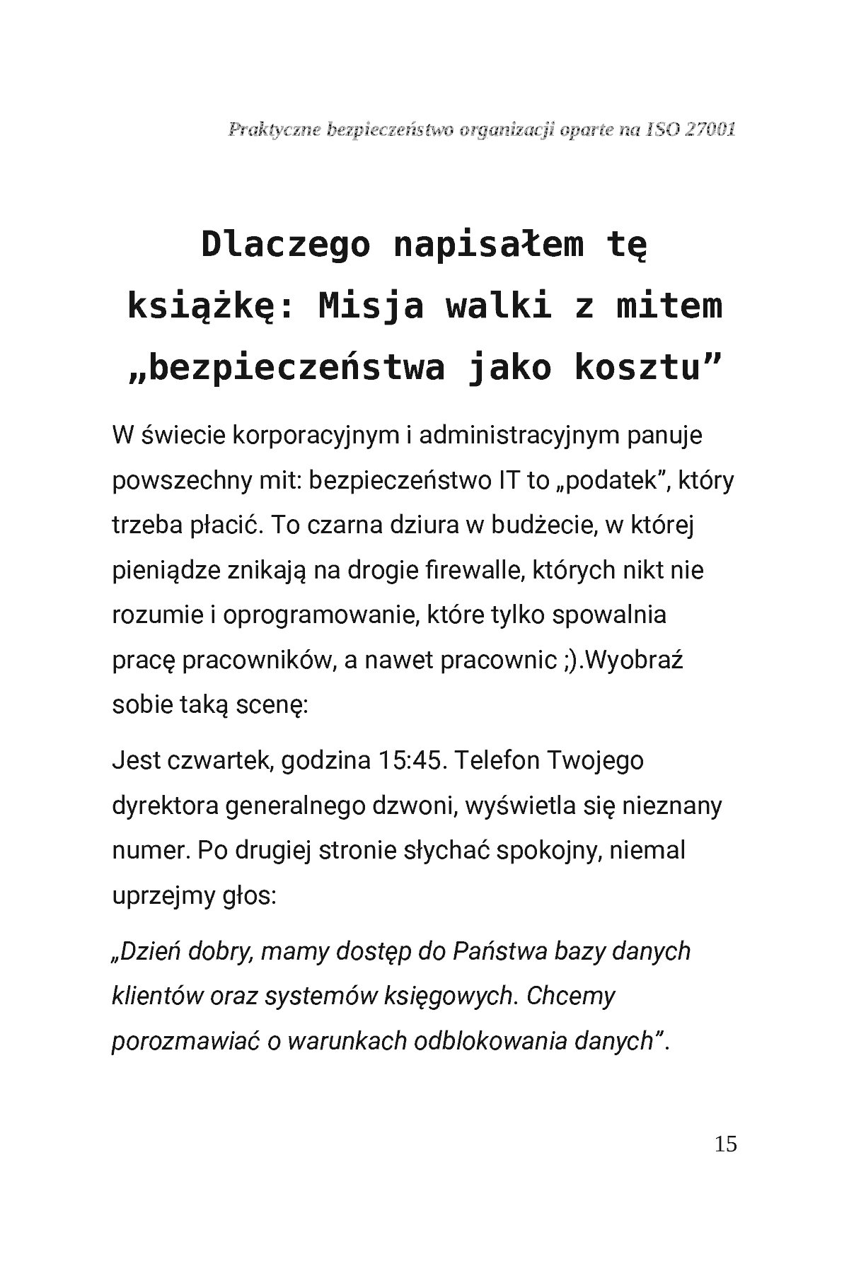 Fragment „Praktyczne bezpieczeństwo organizacji oparte na podejściu ISO/IEC 27001” — strona 16 z 30