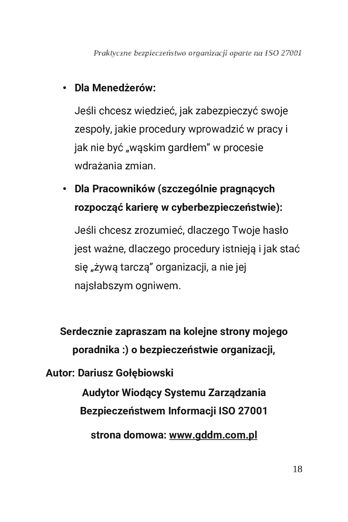 Fragment „Praktyczne bezpieczeństwo organizacji oparte na podejściu ISO/IEC 27001” — strona 19 z 30
