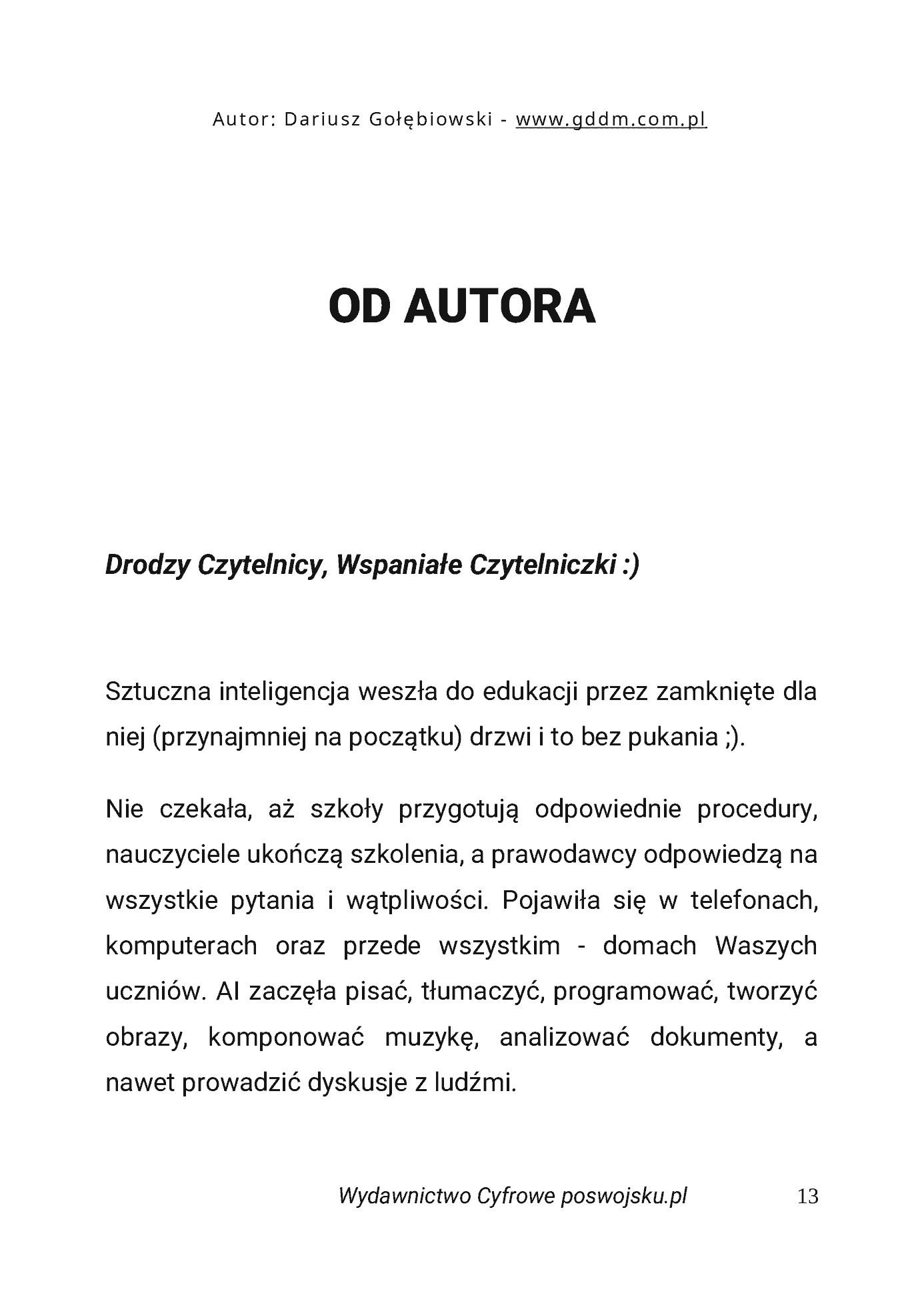 Fragment „AI W EDUKACJI CZĘŚĆ 2 PRAKTYCZNE POMYSŁY PRAWNE UWARUNKOWANIA dla edukatorów i edukatorek” — strona 13 z 30