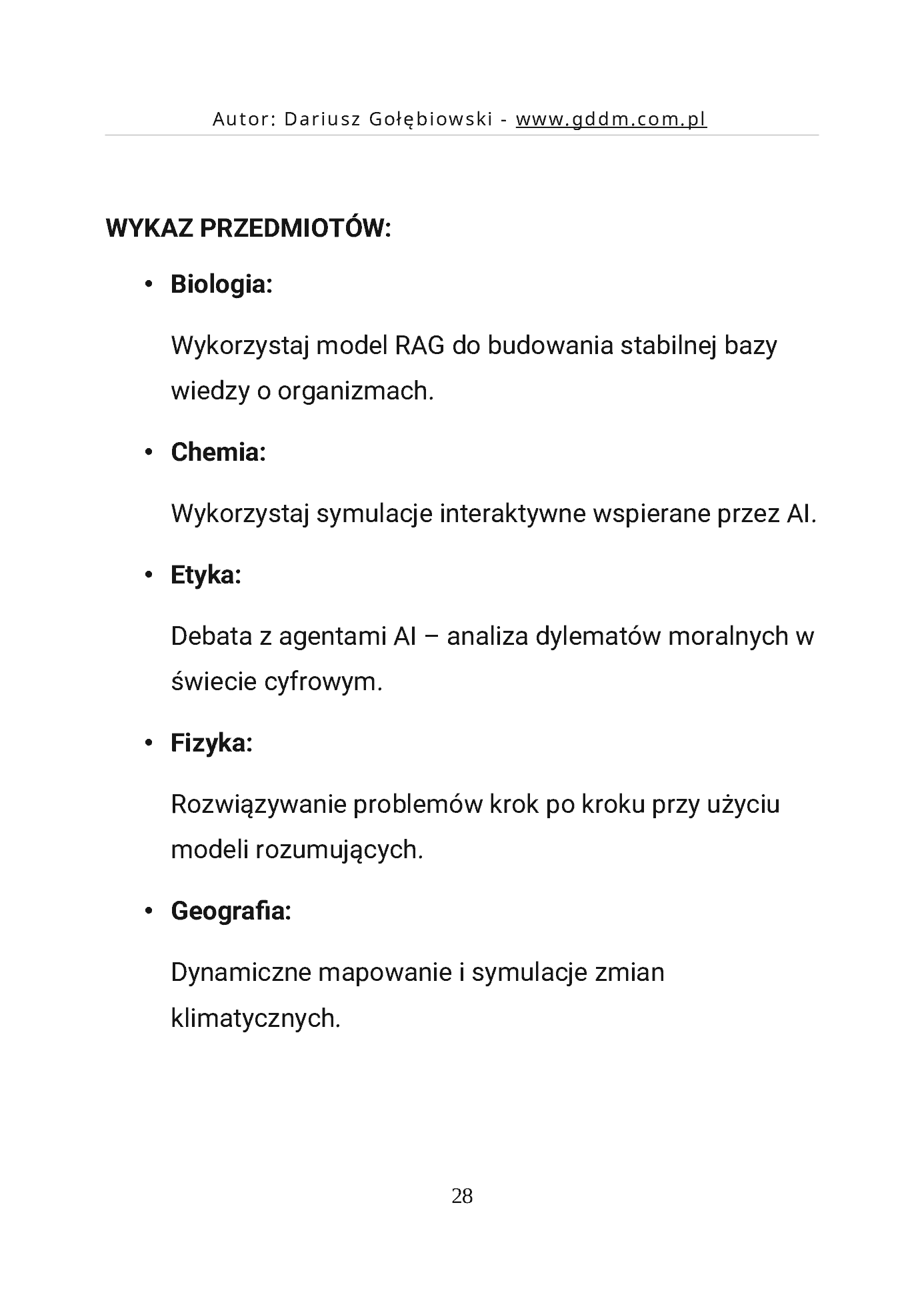 Fragment „AI W EDUKACJI CZĘŚĆ 2 PRAKTYCZNE POMYSŁY PRAWNE UWARUNKOWANIA dla edukatorów i edukatorek” — strona 28 z 30