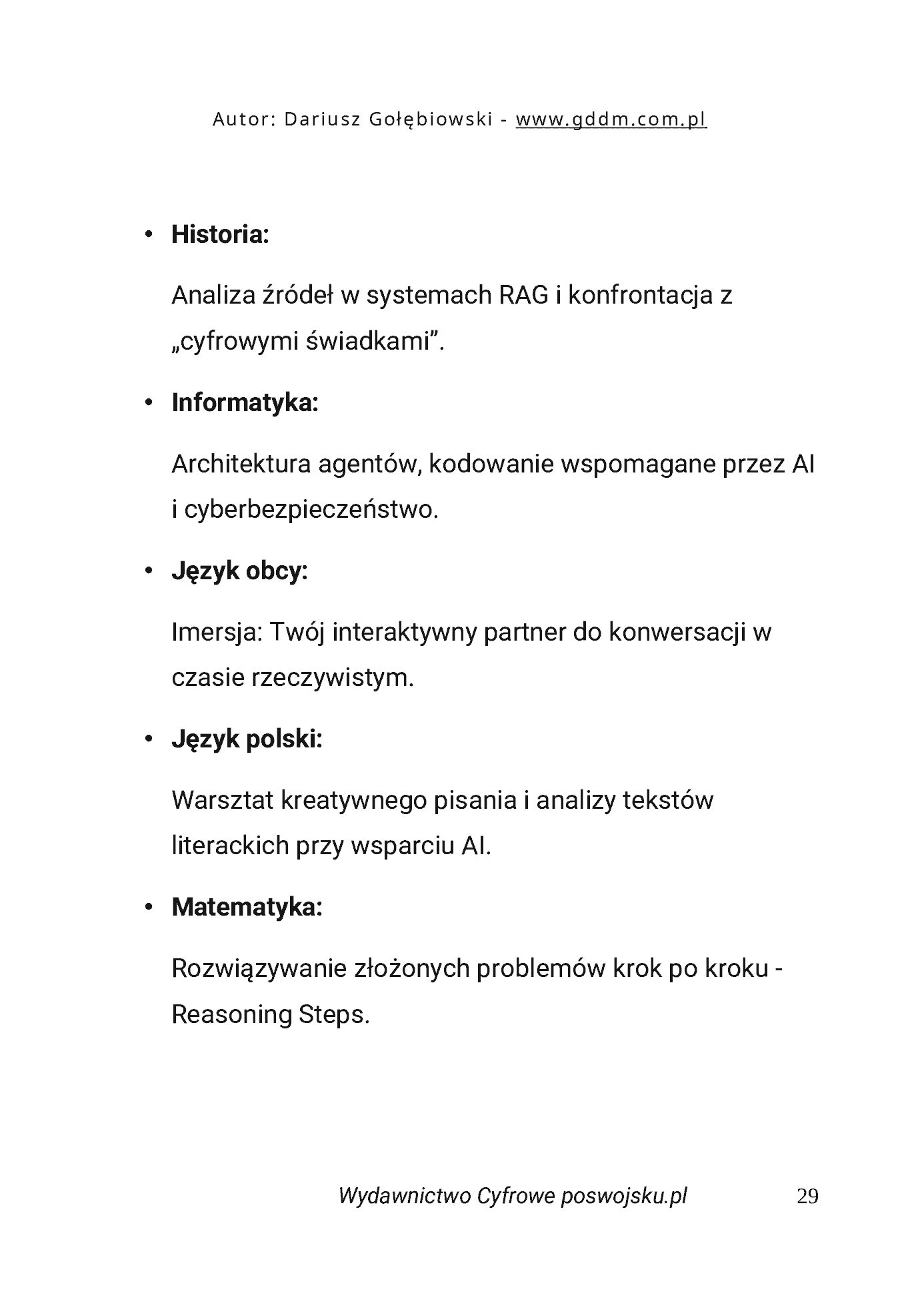Fragment „AI W EDUKACJI CZĘŚĆ 2 PRAKTYCZNE POMYSŁY PRAWNE UWARUNKOWANIA dla edukatorów i edukatorek” — strona 29 z 30