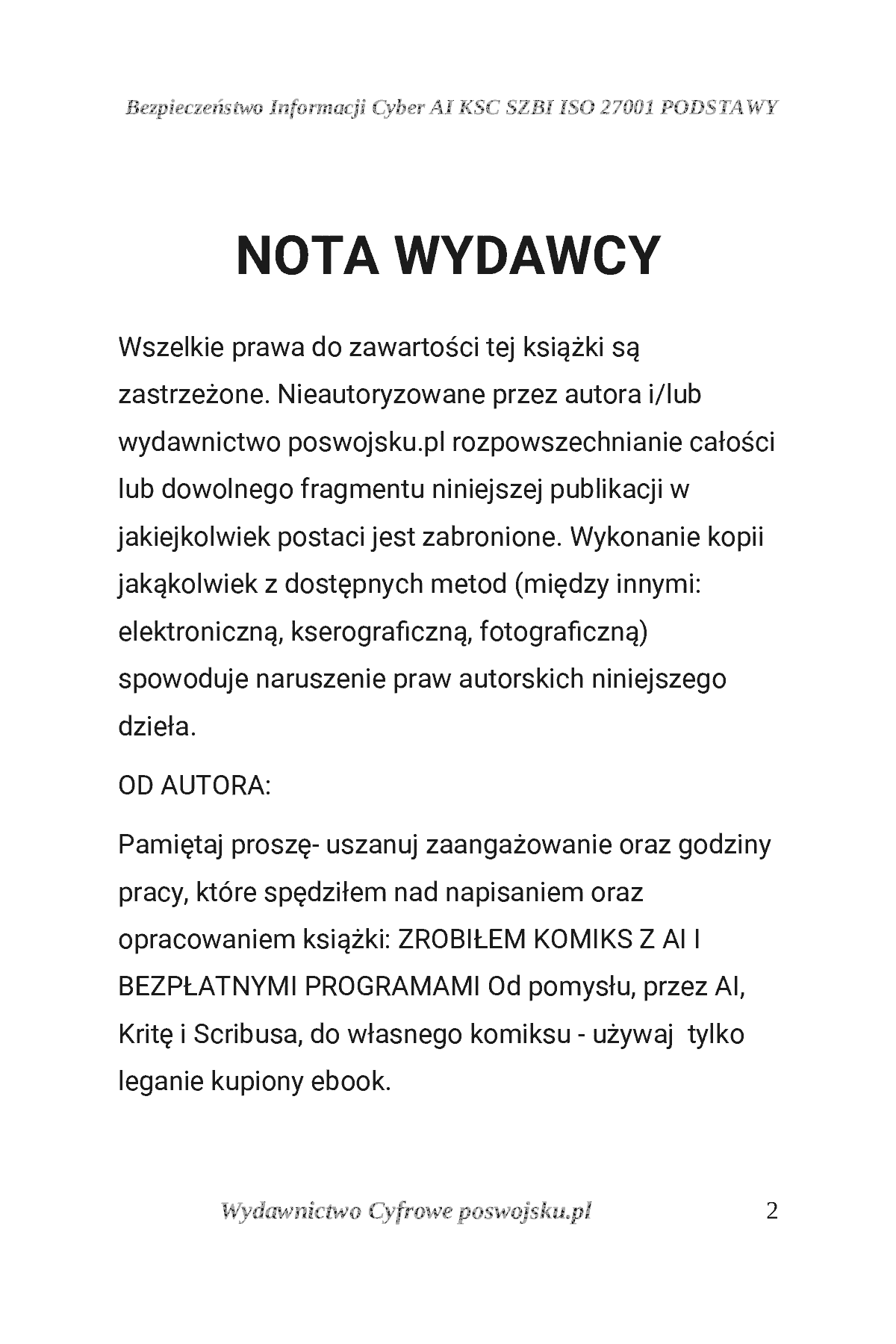 Fragment „ZROBIŁEM KOMIKS Z AI I BEZPŁATNYMI PROGRAMAMI. Od pomysłu, przez AI, Kritę i Scribusa, do własnego komiksu” — strona 3 z 30