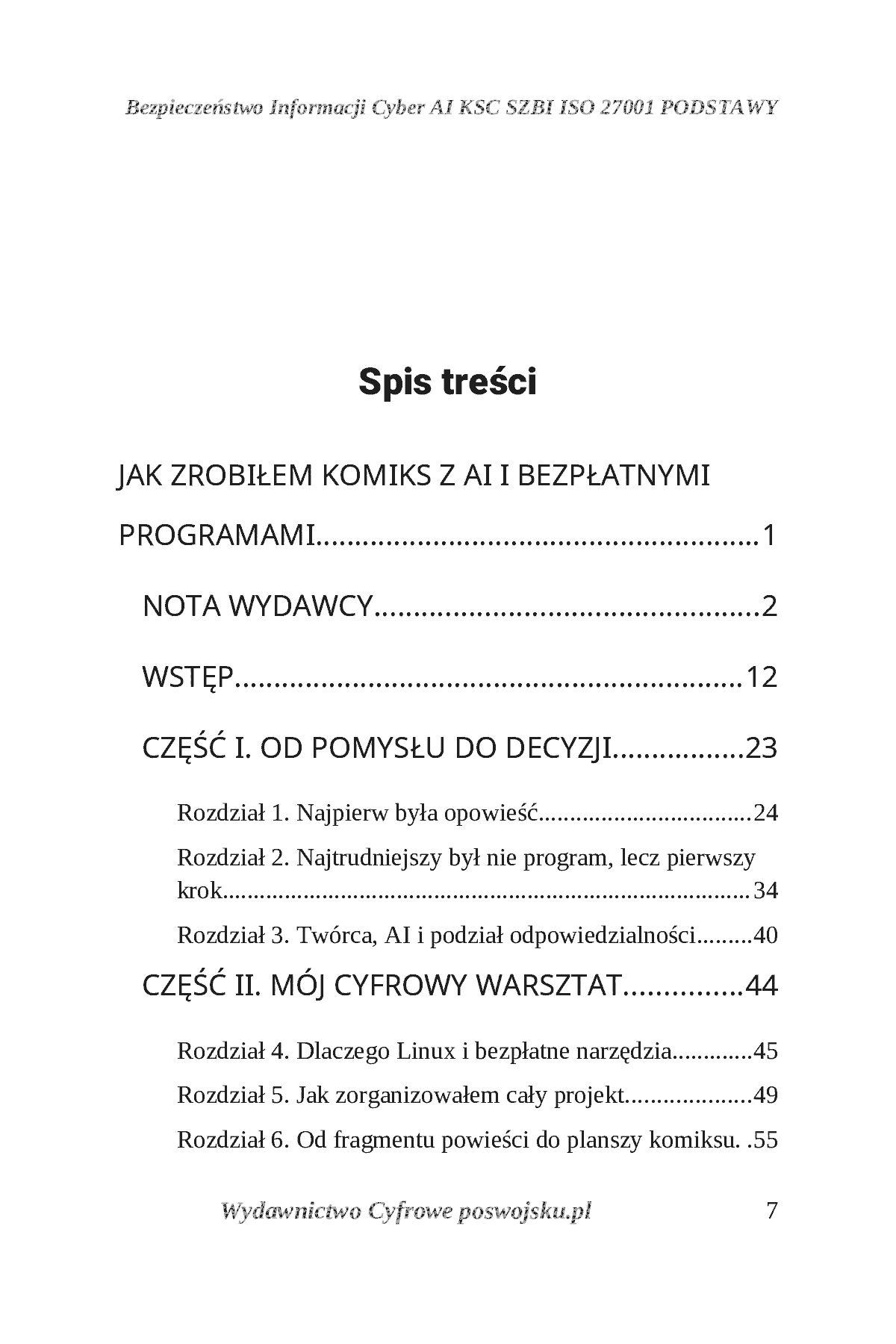 Fragment „ZROBIŁEM KOMIKS Z AI I BEZPŁATNYMI PROGRAMAMI. Od pomysłu, przez AI, Kritę i Scribusa, do własnego komiksu” — strona 8 z 30