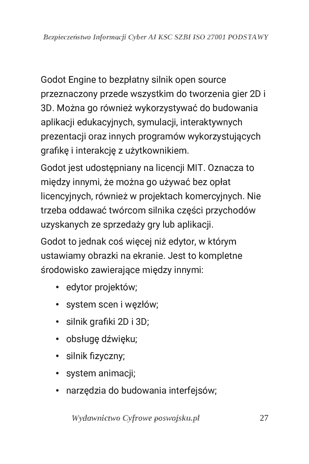 Fragment „GODOT ENGINE I GDSCRIPT POSWOJSKU Część 1: Wprowadzenie do świata gier i pierwsze skrypty” — strona 28 z 30