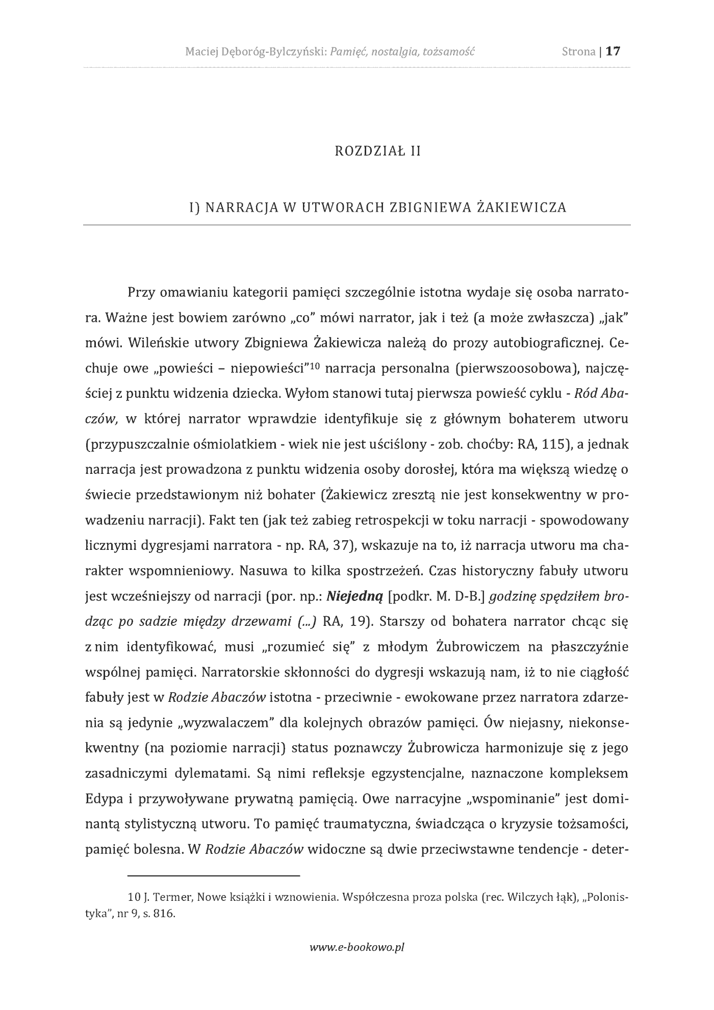 Fragment „Pamięć, nostalgia, tożsamość. Kulturowe aspekty estetyki pogranicza w twórczości Zbigniewa Żakiewicza” — strona 17 z 30