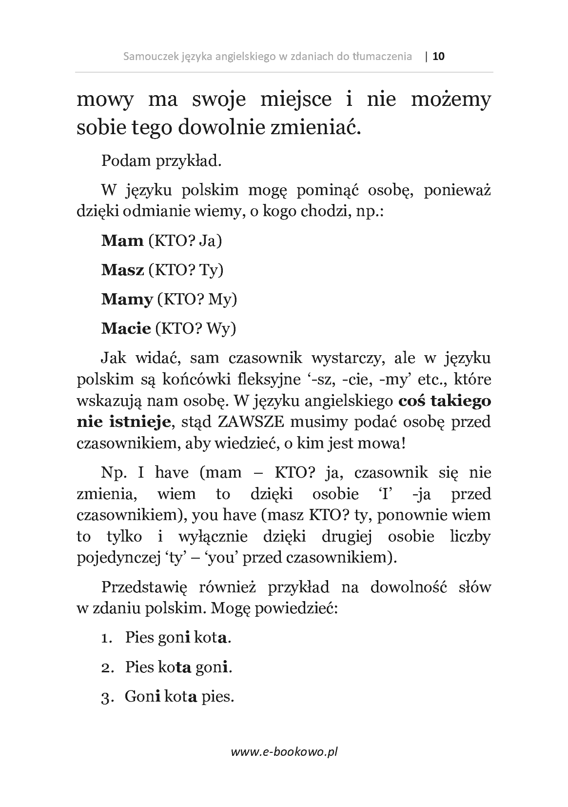 Fragment „Samouczek języka angielskiego w zdaniach do tłumaczenia” — strona 10 z 21