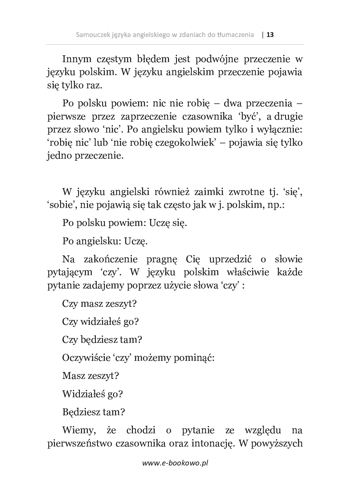 Fragment „Samouczek języka angielskiego w zdaniach do tłumaczenia” — strona 13 z 21