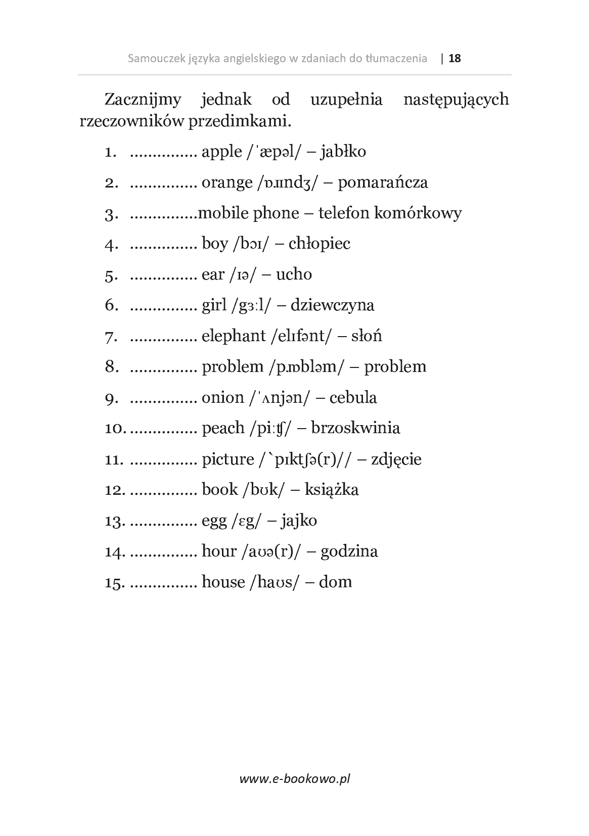 Fragment „Samouczek języka angielskiego w zdaniach do tłumaczenia” — strona 18 z 21