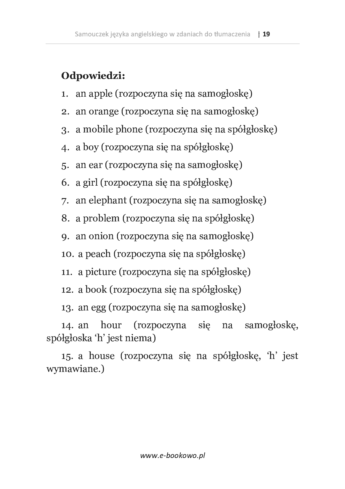 Fragment „Samouczek języka angielskiego w zdaniach do tłumaczenia” — strona 19 z 21