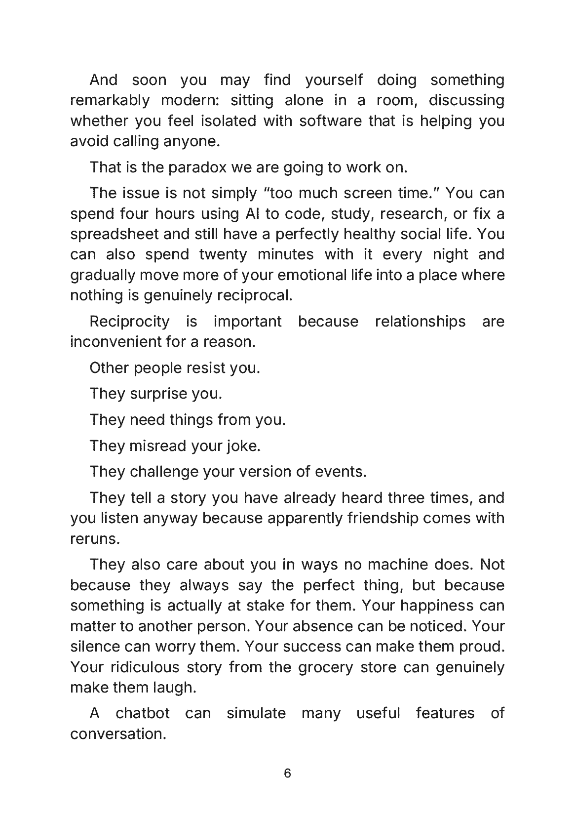 Fragment „I May Be Too Close to My Chatbot - How to Use AI Without Replacing Everyone You Know” — strona 7 z 11