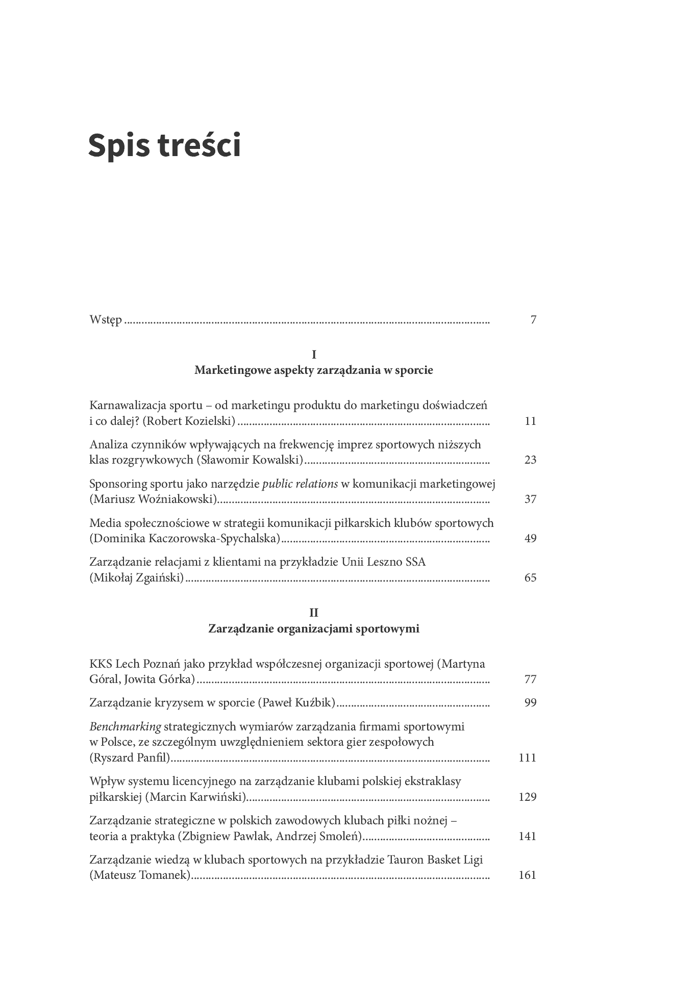 Fragment „Zarządzanie w sporcie. Organizacje - Ludzie - Marketing” — strona 6 z 20