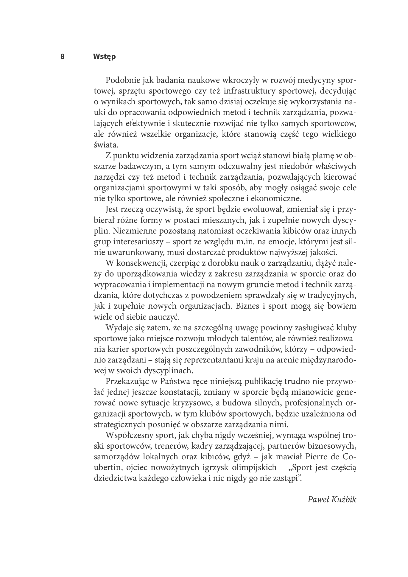 Fragment „Zarządzanie w sporcie. Organizacje - Ludzie - Marketing” — strona 9 z 20