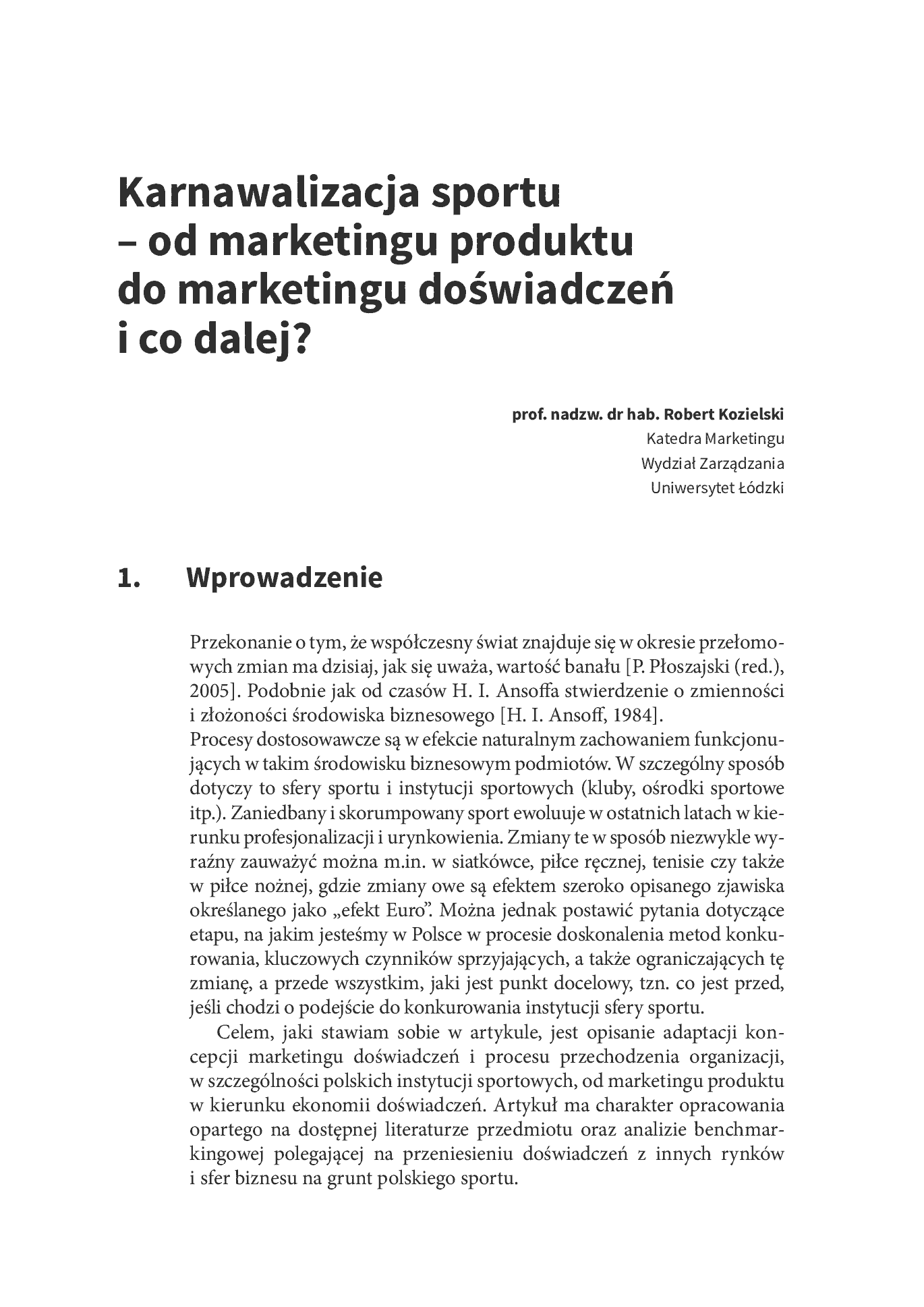 Fragment „Zarządzanie w sporcie. Organizacje - Ludzie - Marketing” — strona 11 z 20