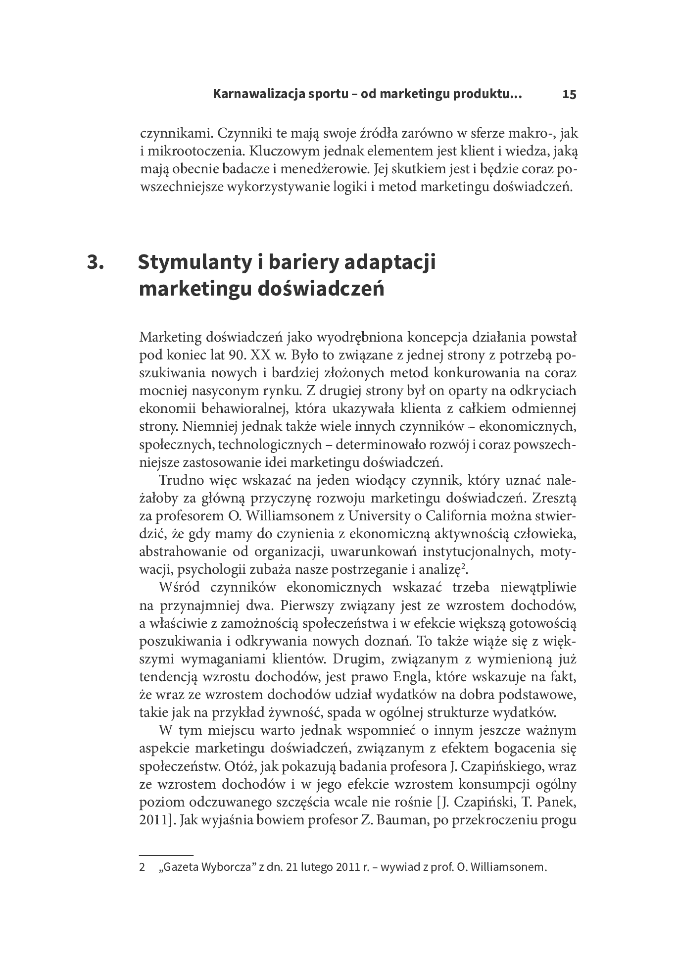 Fragment „Zarządzanie w sporcie. Organizacje - Ludzie - Marketing” — strona 15 z 20