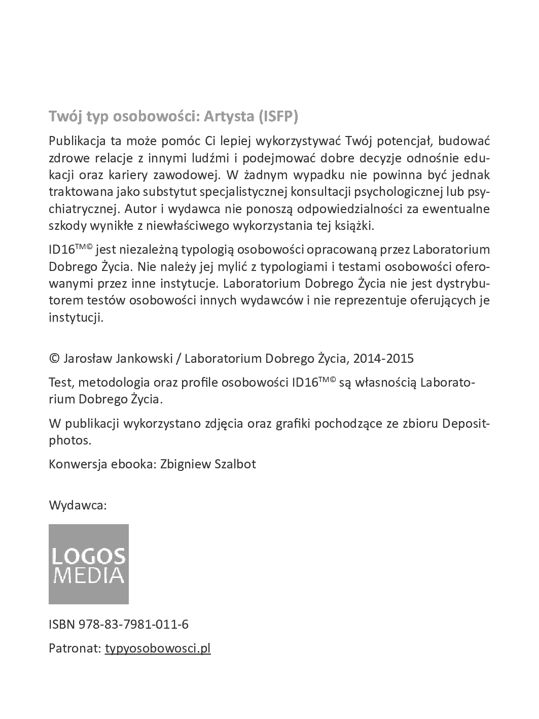 Fragment „Twój typ osobowości: Artysta (ISFP)” — strona 3 z 12