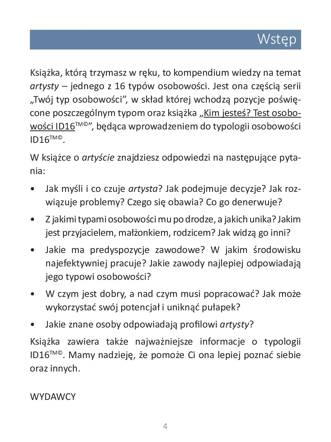 Fragment „Twój typ osobowości: Artysta (ISFP)” — strona 4 z 12