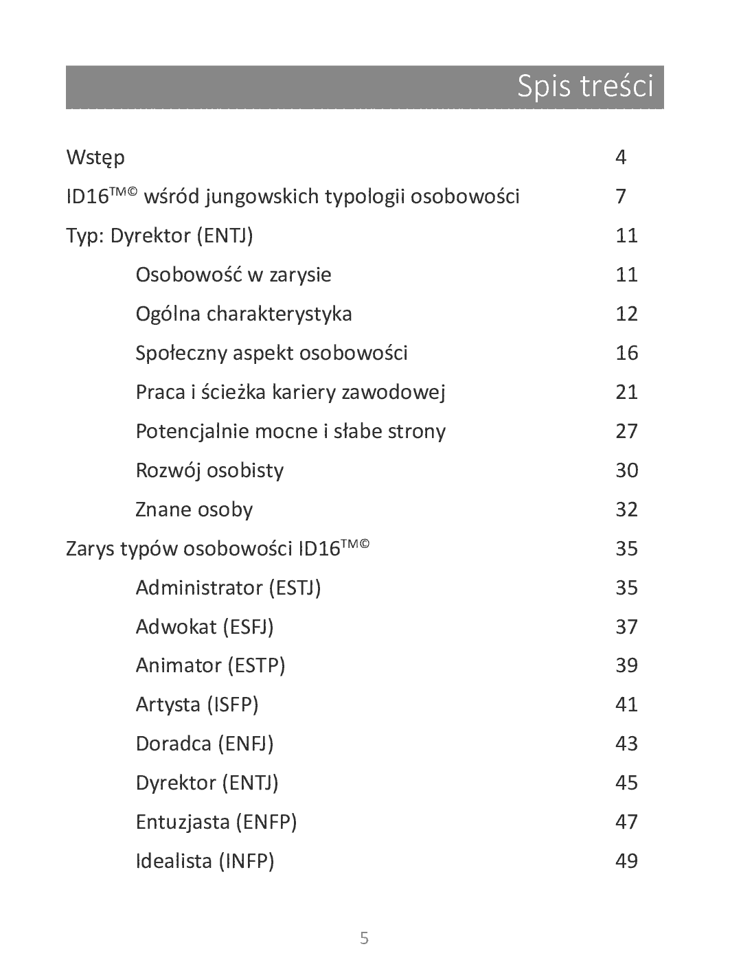 Fragment „Twój typ osobowości: Dyrektor (ENTJ)” — strona 5 z 12