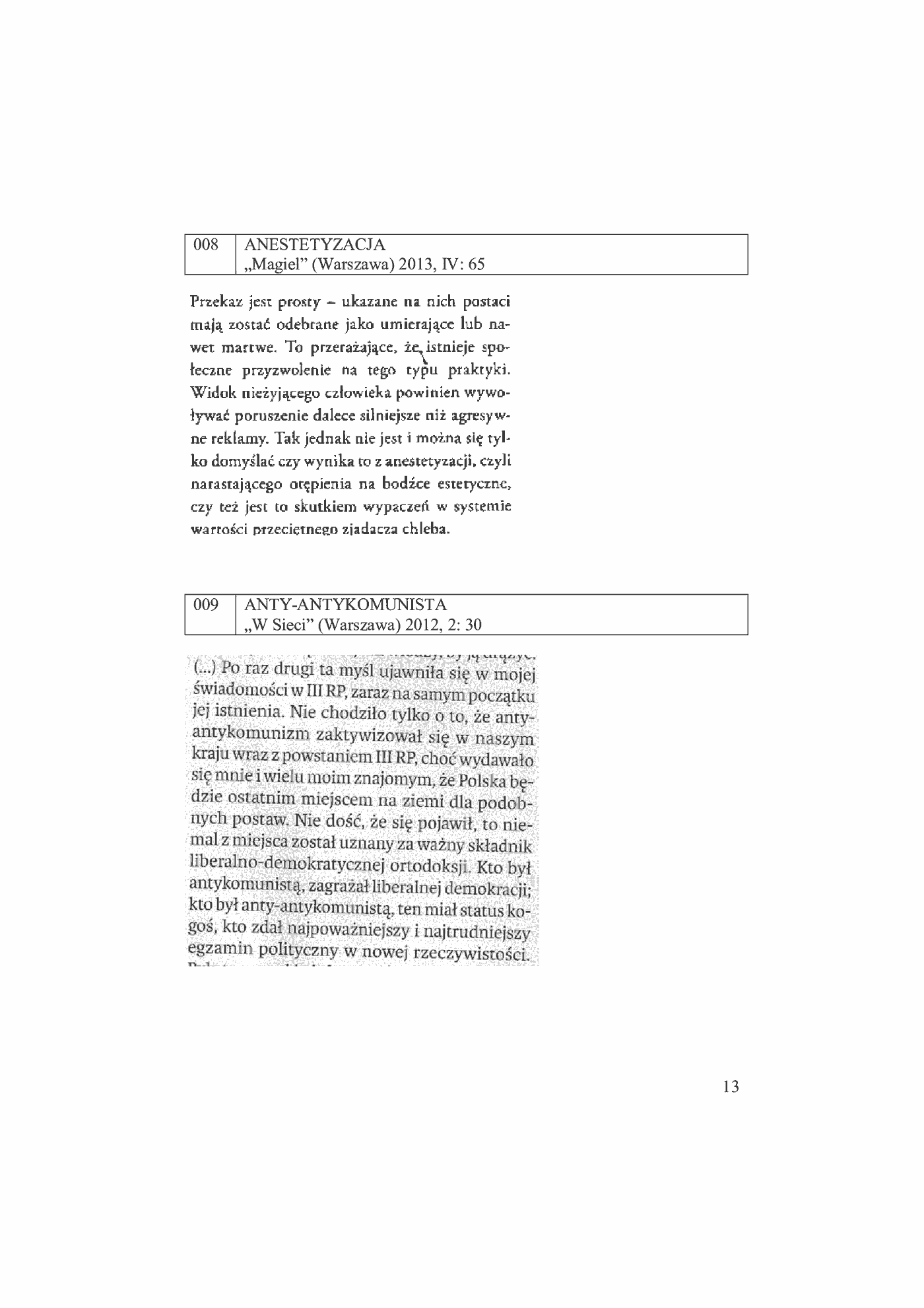 Fragment „W poszukiwaniu nowego słownictwa polskiego Materiały z prasy lat 2011-2013 fotodokumentacja” — strona 13 z 30