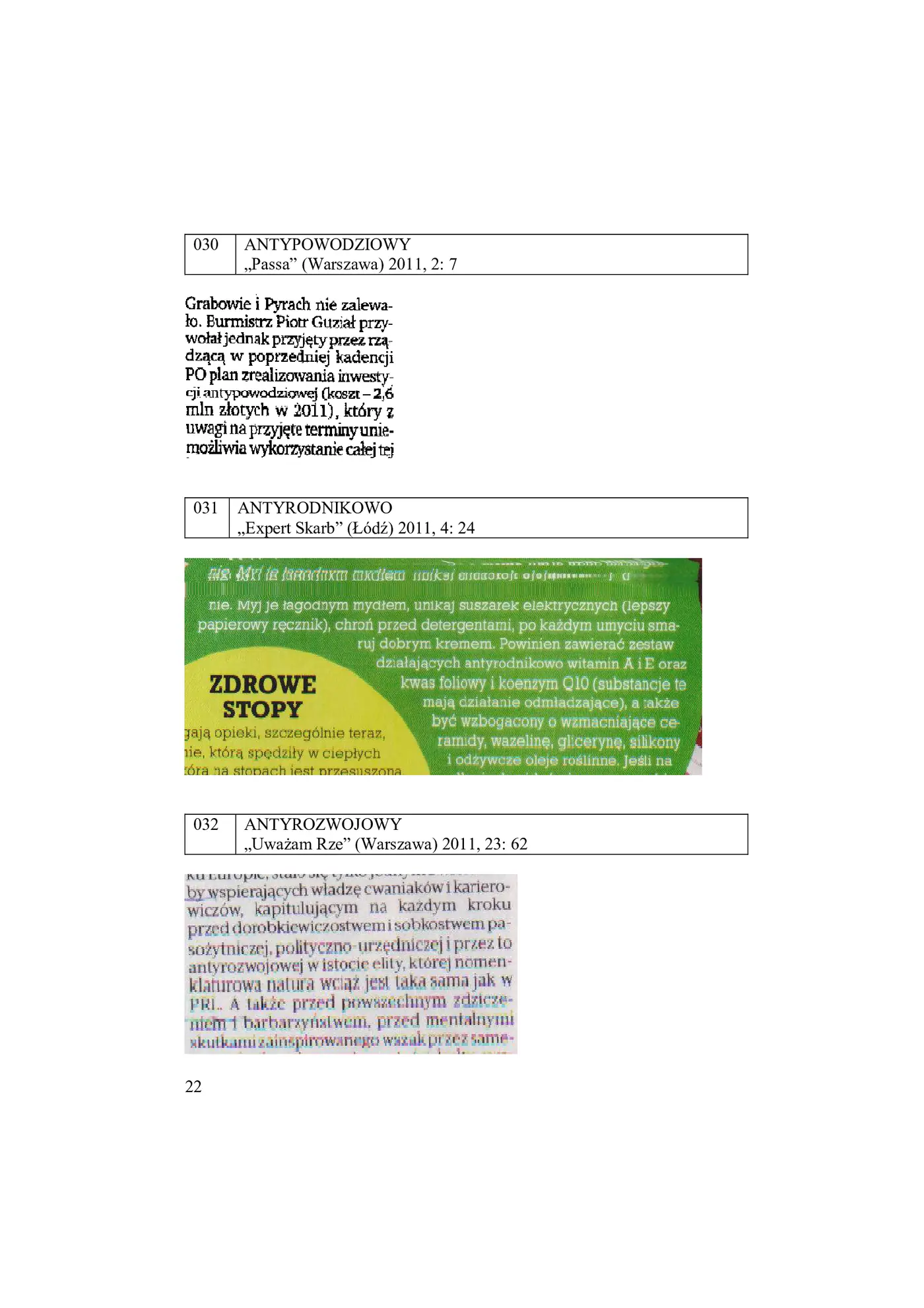Fragment „W poszukiwaniu nowego słownictwa polskiego Materiały z prasy lat 2011-2013 fotodokumentacja” — strona 22 z 30