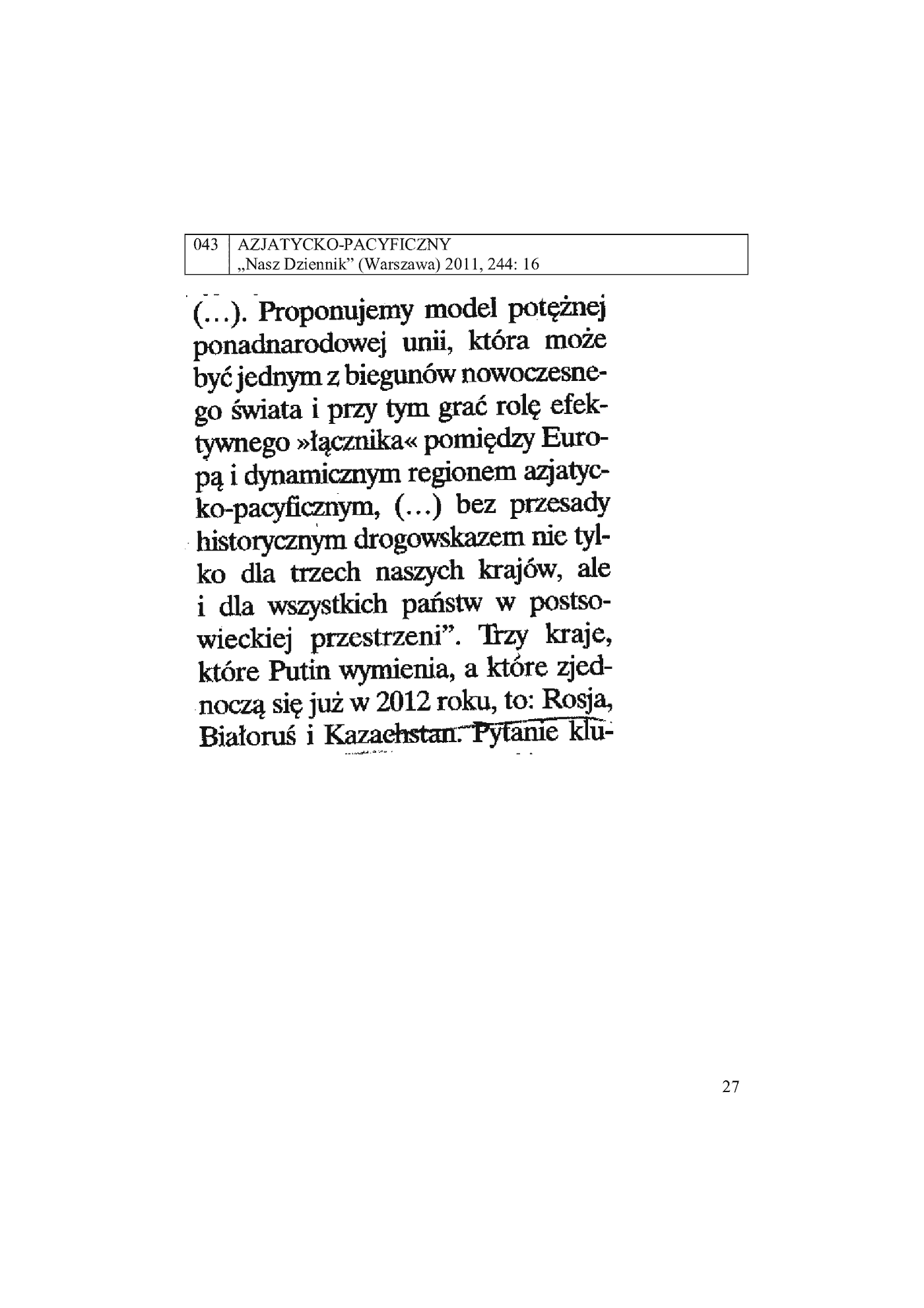 Fragment „W poszukiwaniu nowego słownictwa polskiego Materiały z prasy lat 2011-2013 fotodokumentacja” — strona 27 z 30