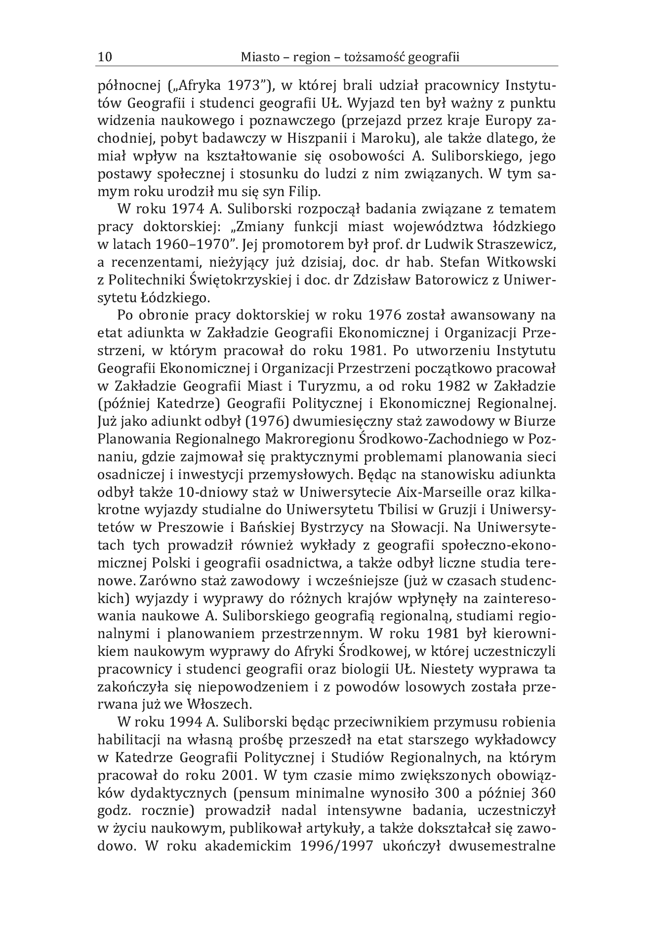 Fragment „Miasto - region - tożsamość geografii. Wybór prac Andrzeja Suliborskiego” — strona 11 z 17