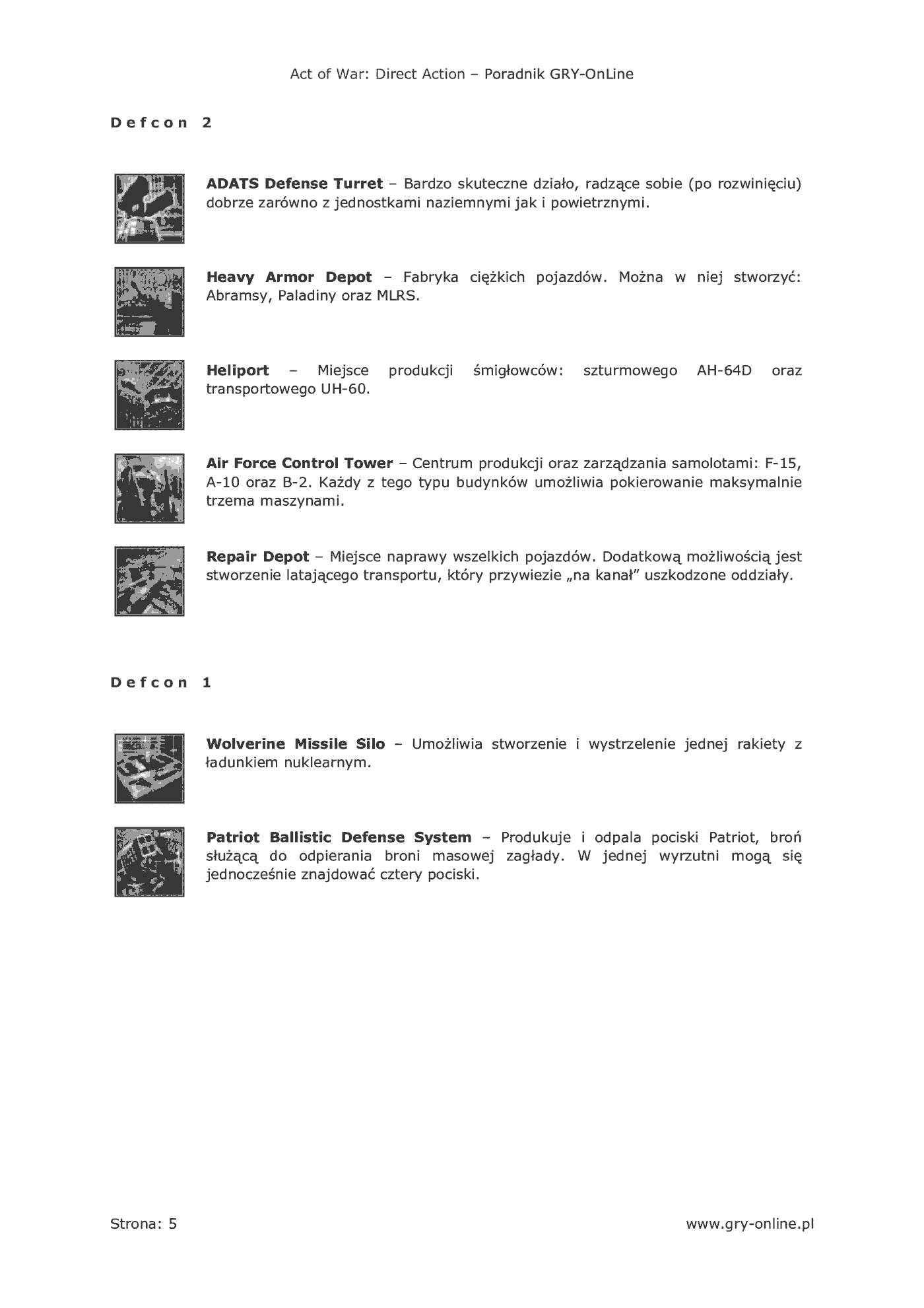 Fragment „Act of War: Direct Action - poradnik do gry” — strona 6 z 8