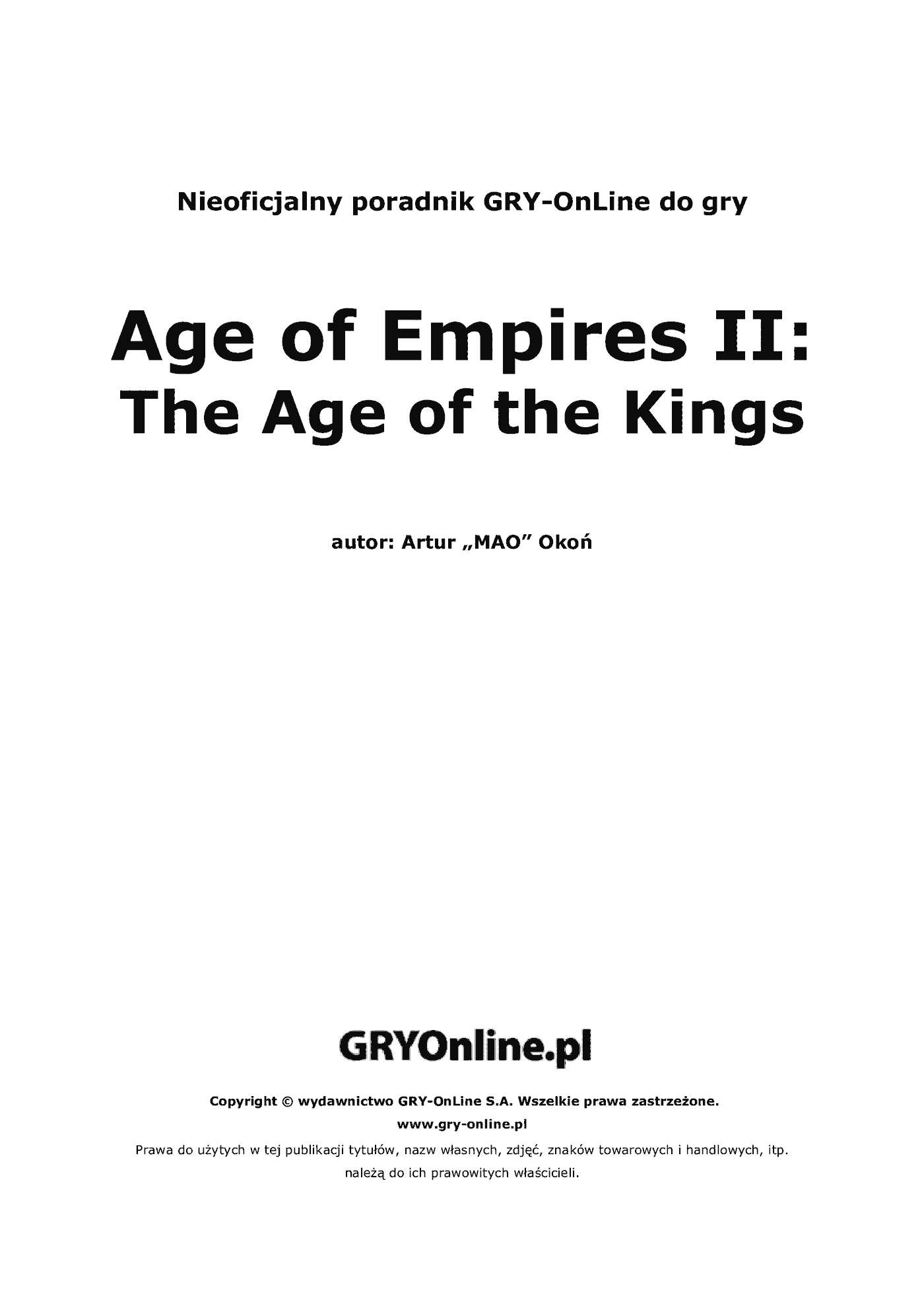Fragment „Age of Empires II: The Age of the Kings - Multiplayer - poradnik do gry” — strona 2 z 8
