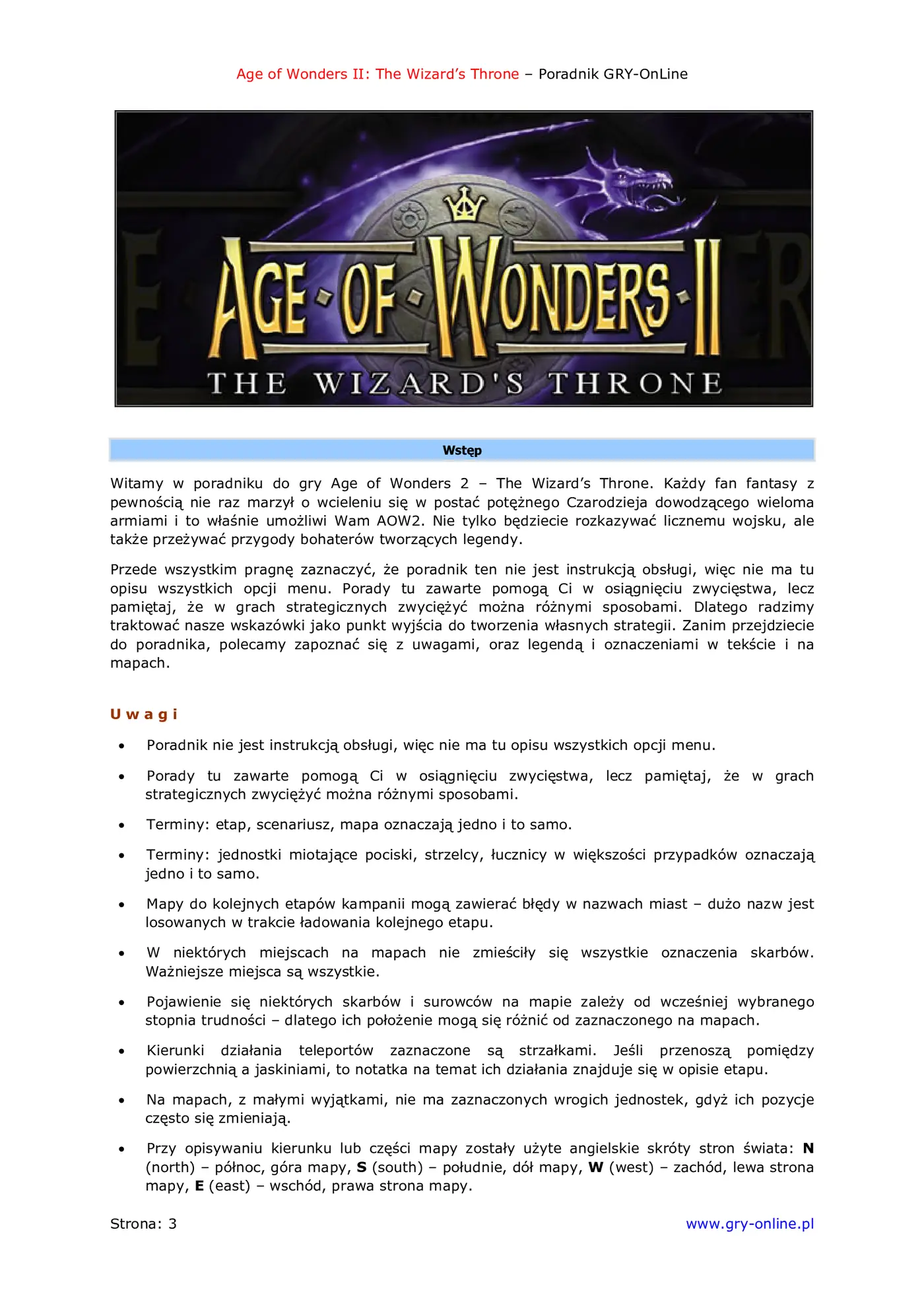 Fragment „Age of Wonders II: Tron Czarnoksiężnika - poradnik do gry” — strona 4 z 8