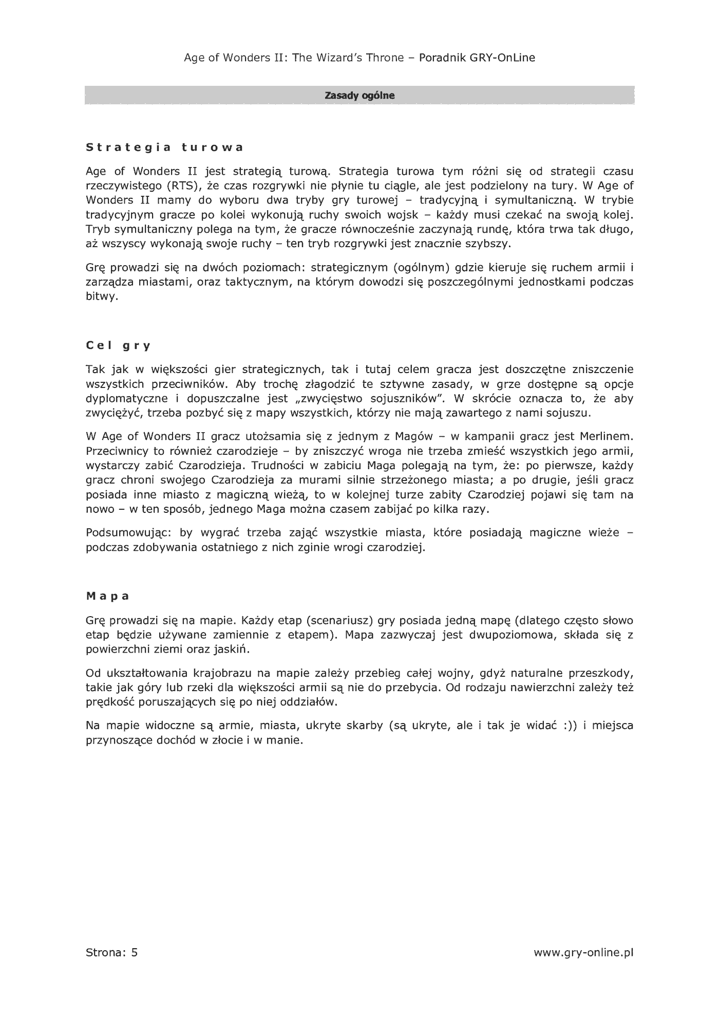 Fragment „Age of Wonders II: Tron Czarnoksiężnika - poradnik do gry” — strona 6 z 8