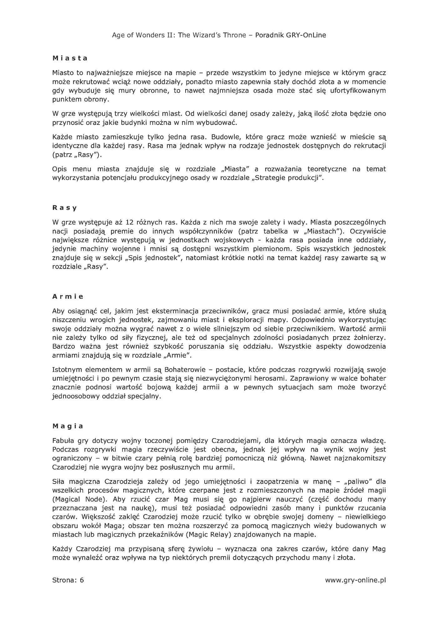 Fragment „Age of Wonders II: Tron Czarnoksiężnika - poradnik do gry” — strona 7 z 8
