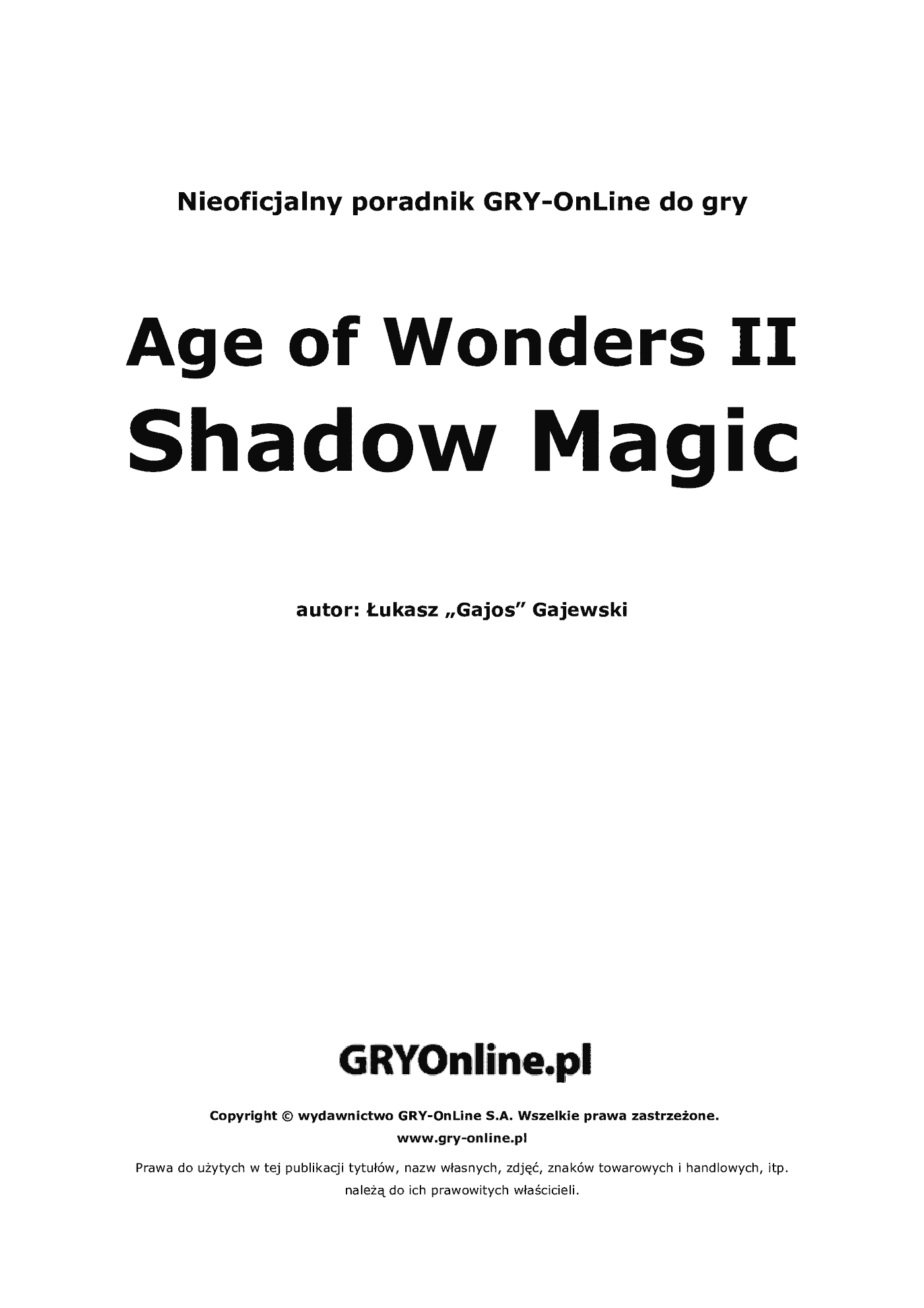 Fragment „Age of Wonders: Magia Cienia - poradnik do gry” — strona 2 z 8