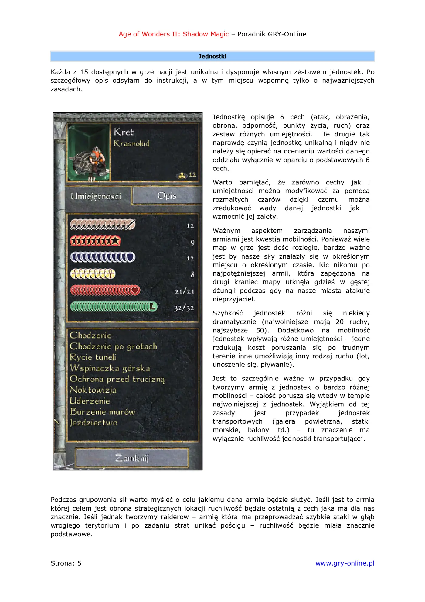 Fragment „Age of Wonders: Magia Cienia - poradnik do gry” — strona 6 z 8