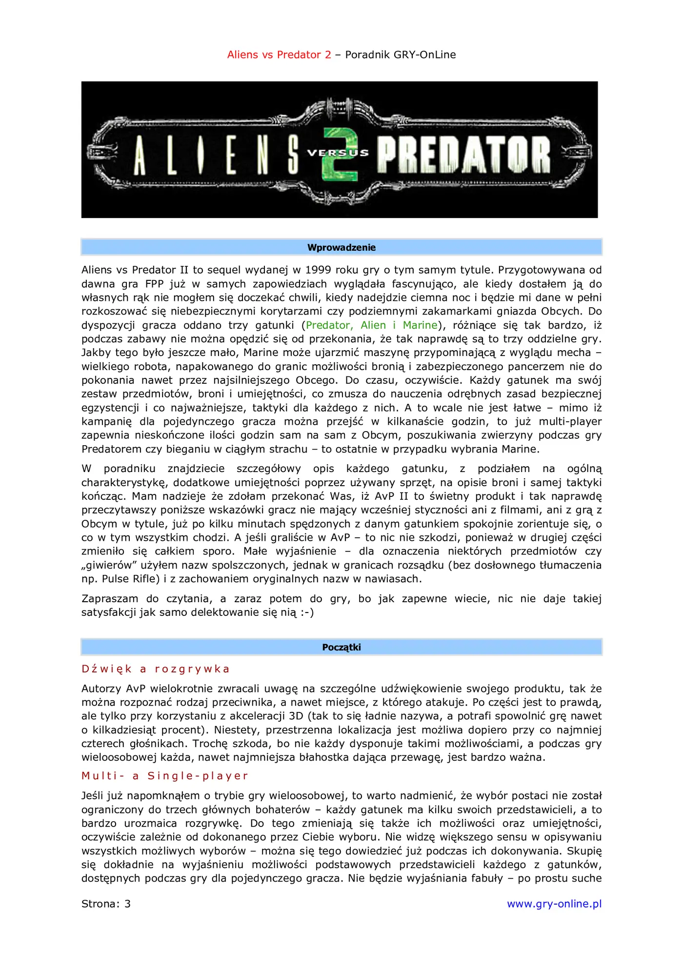 Fragment „Aliens vs Predator 2 - poradnik do gry” — strona 4 z 8