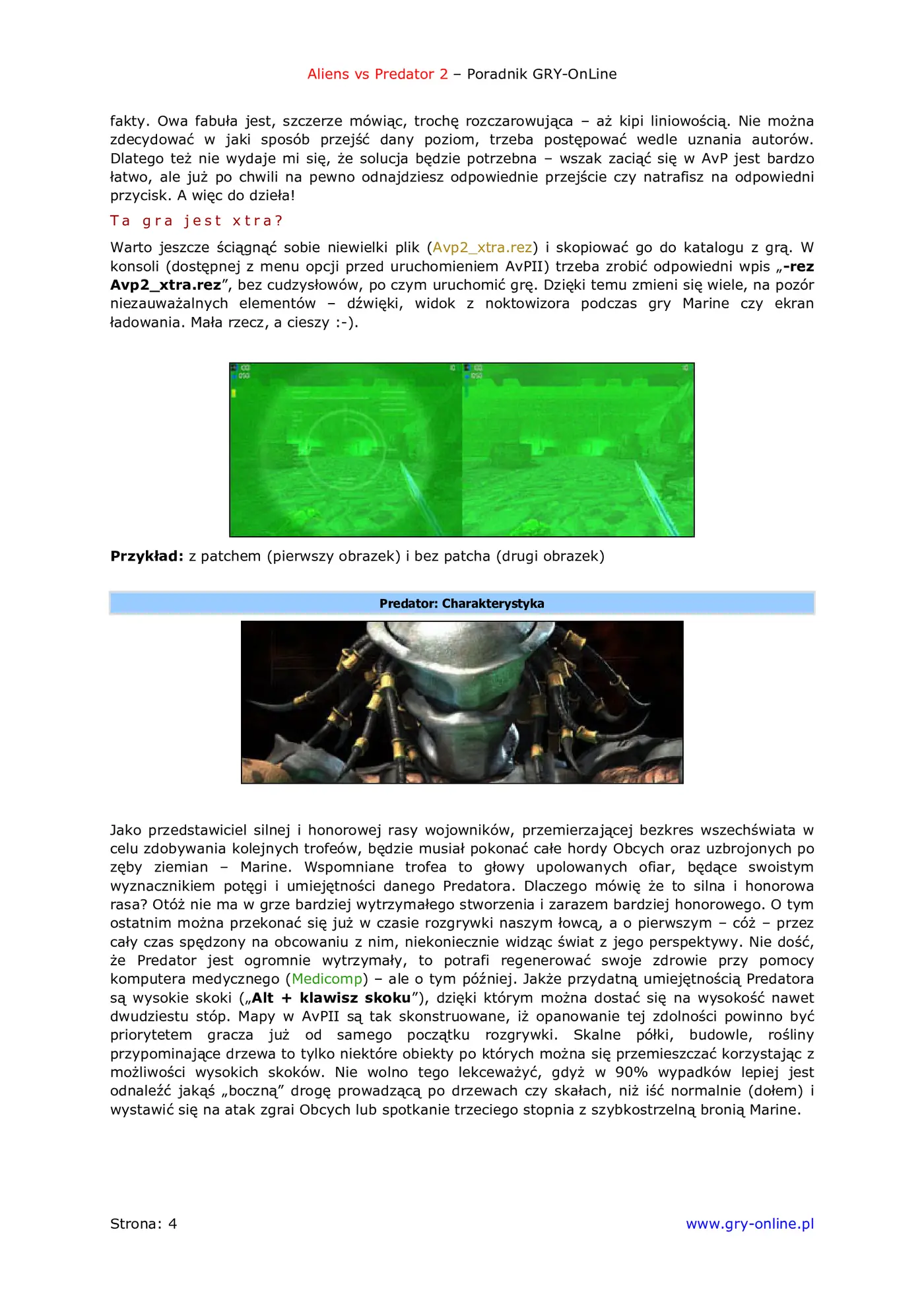Fragment „Aliens vs Predator 2 - poradnik do gry” — strona 5 z 8