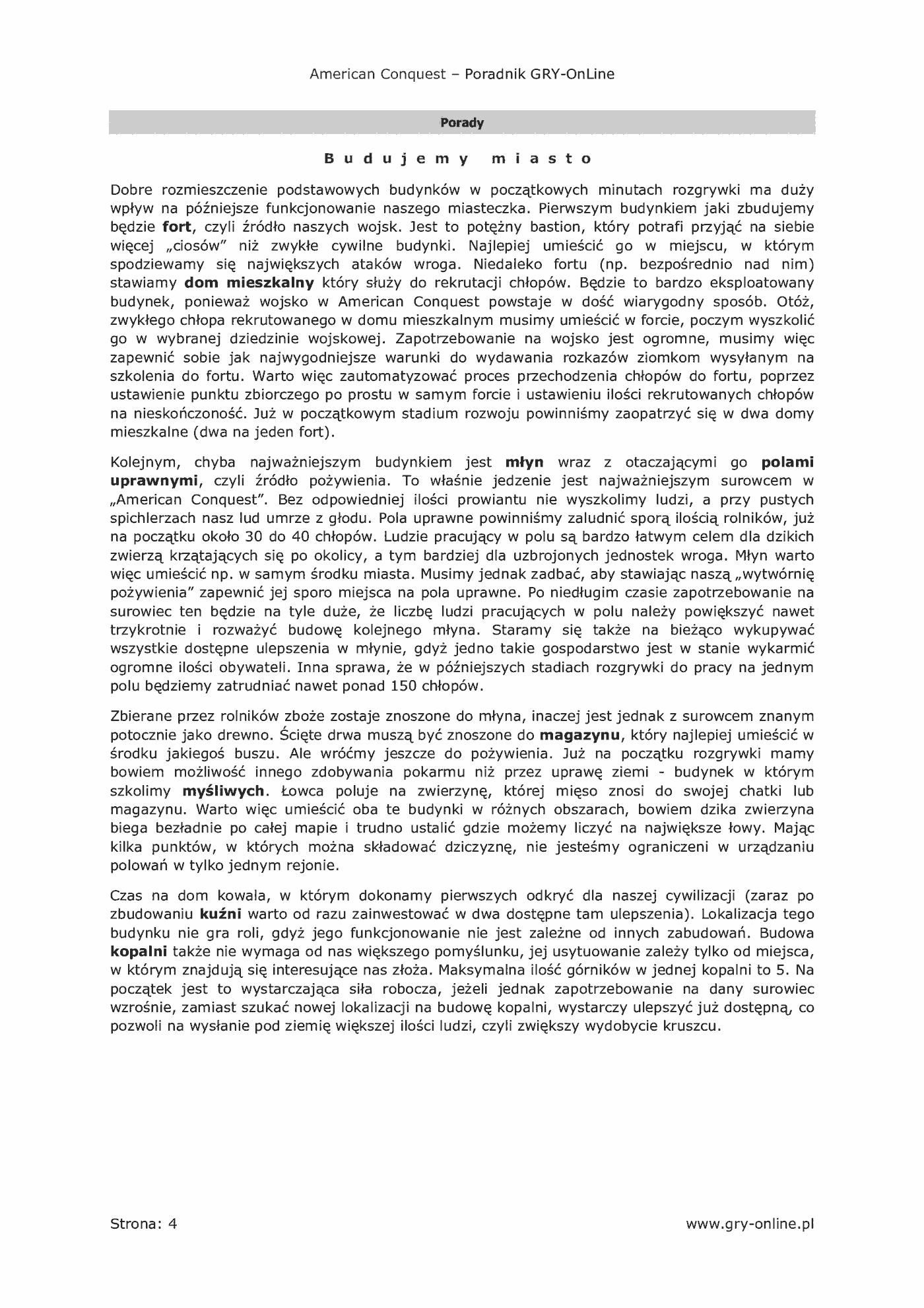 Fragment „American Conquest - poradnik do gry” — strona 5 z 8