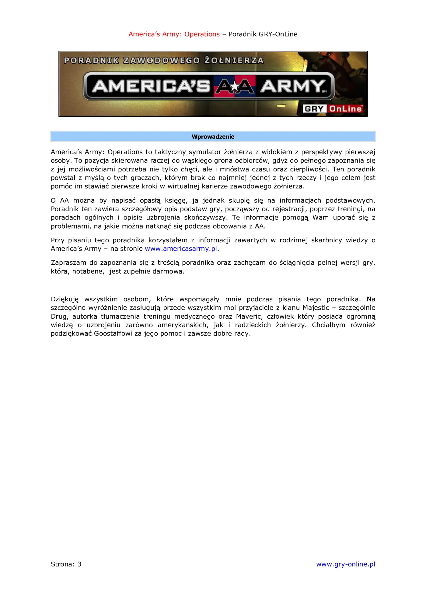 Fragment „America's Army: Operations - poradnik do gry” — strona 4 z 8