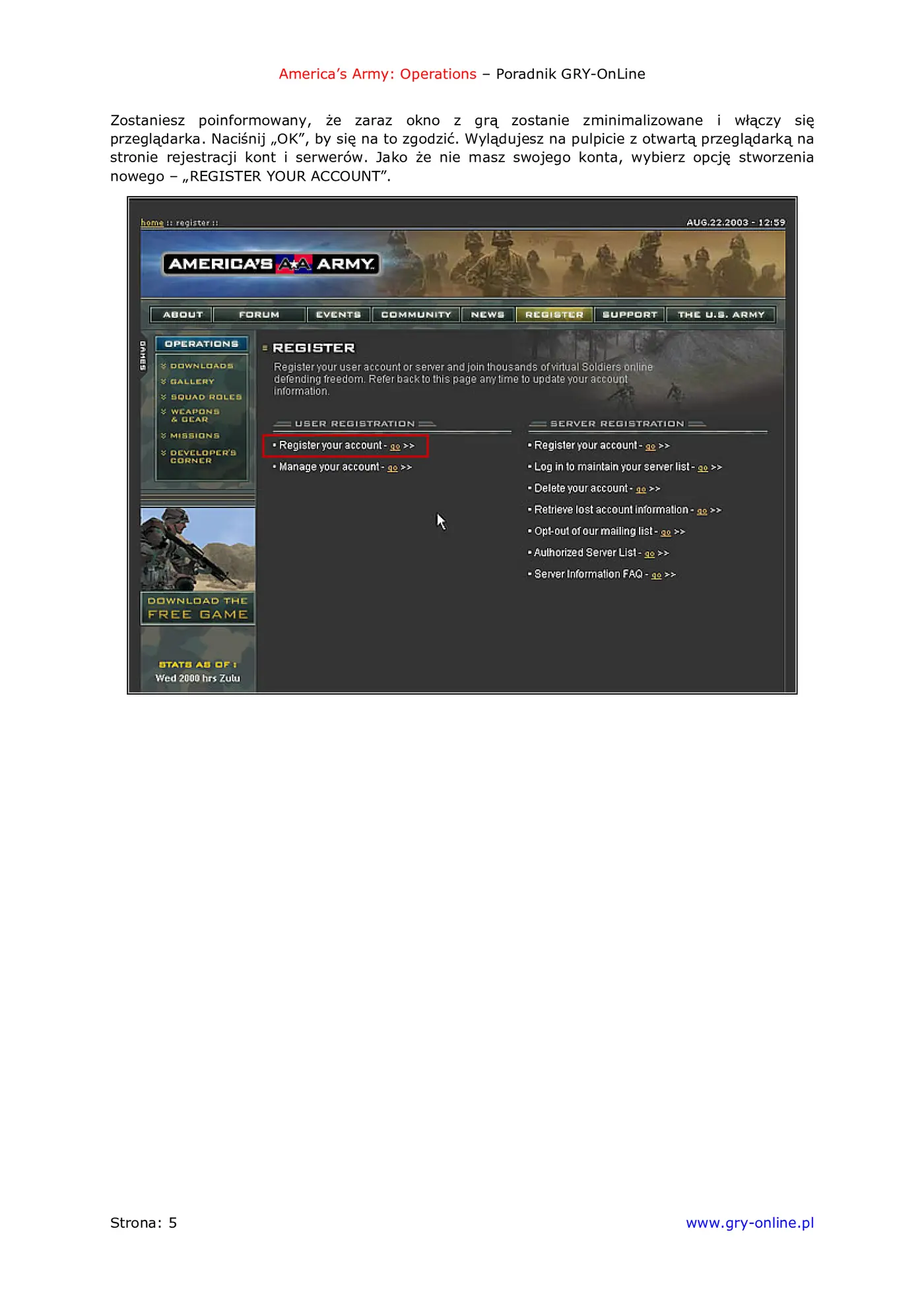 Fragment „America's Army: Operations - poradnik do gry” — strona 6 z 8